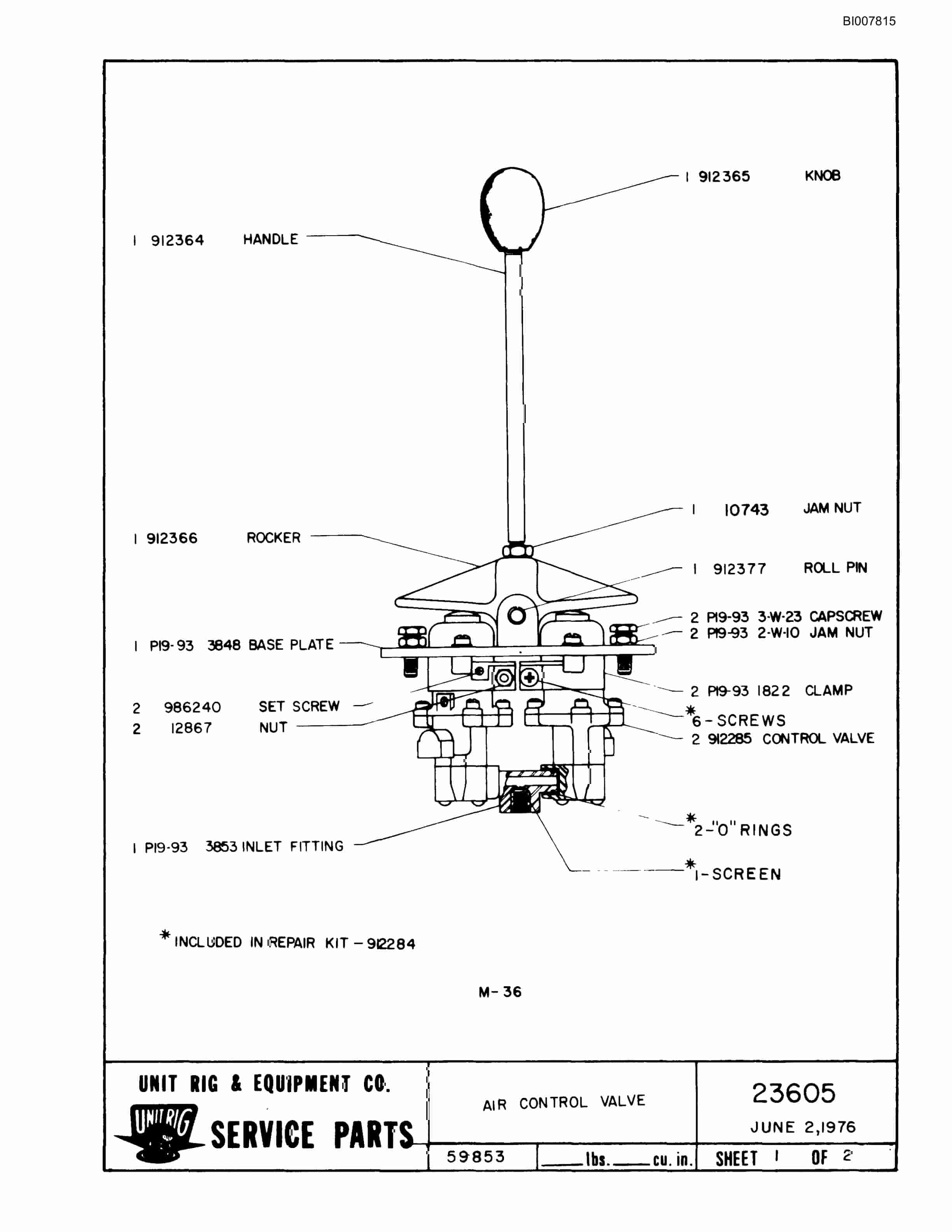 Bucyrus M-85 Parts Catalog BI007815-4