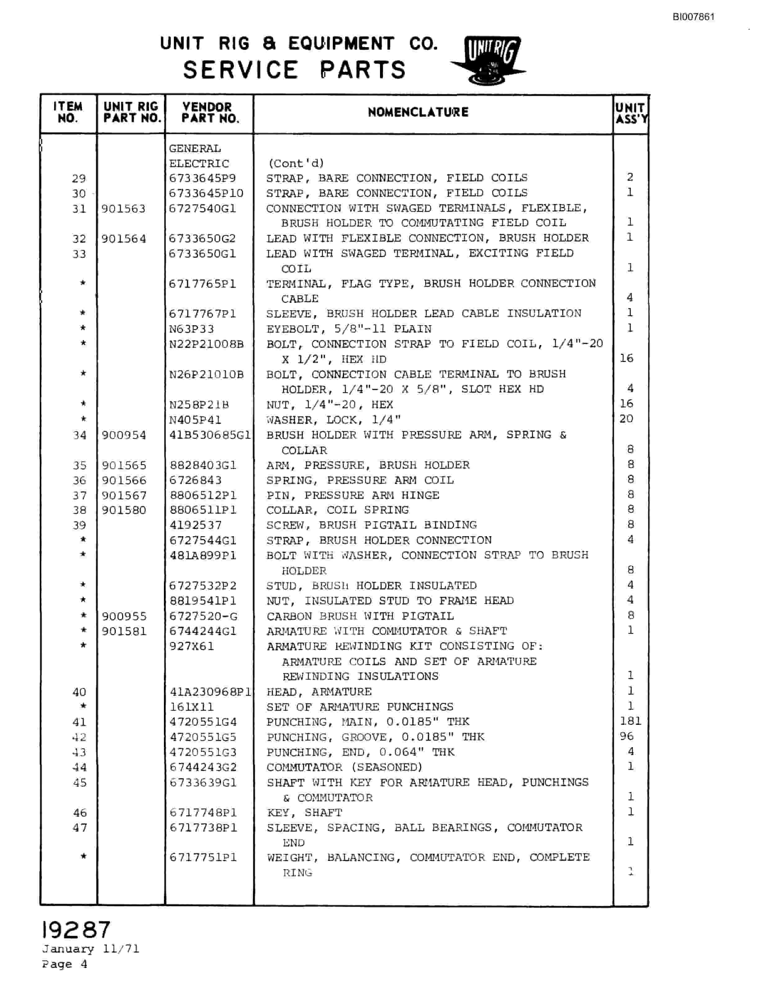 Bucyrus M-85 Parts Catalog BI007861-4