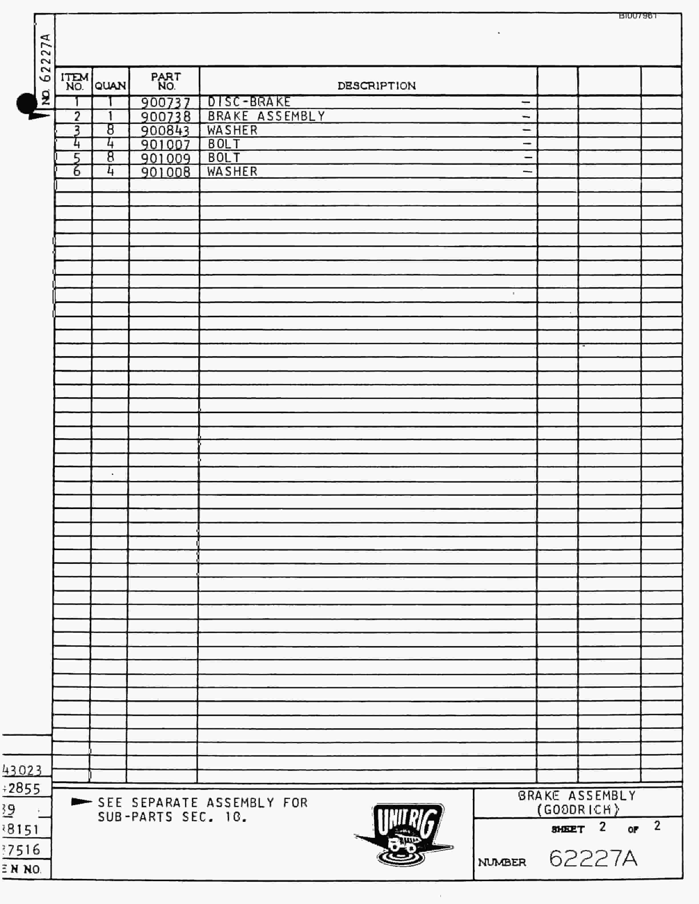 Bucyrus M-85 Parts Catalog BI007961-2