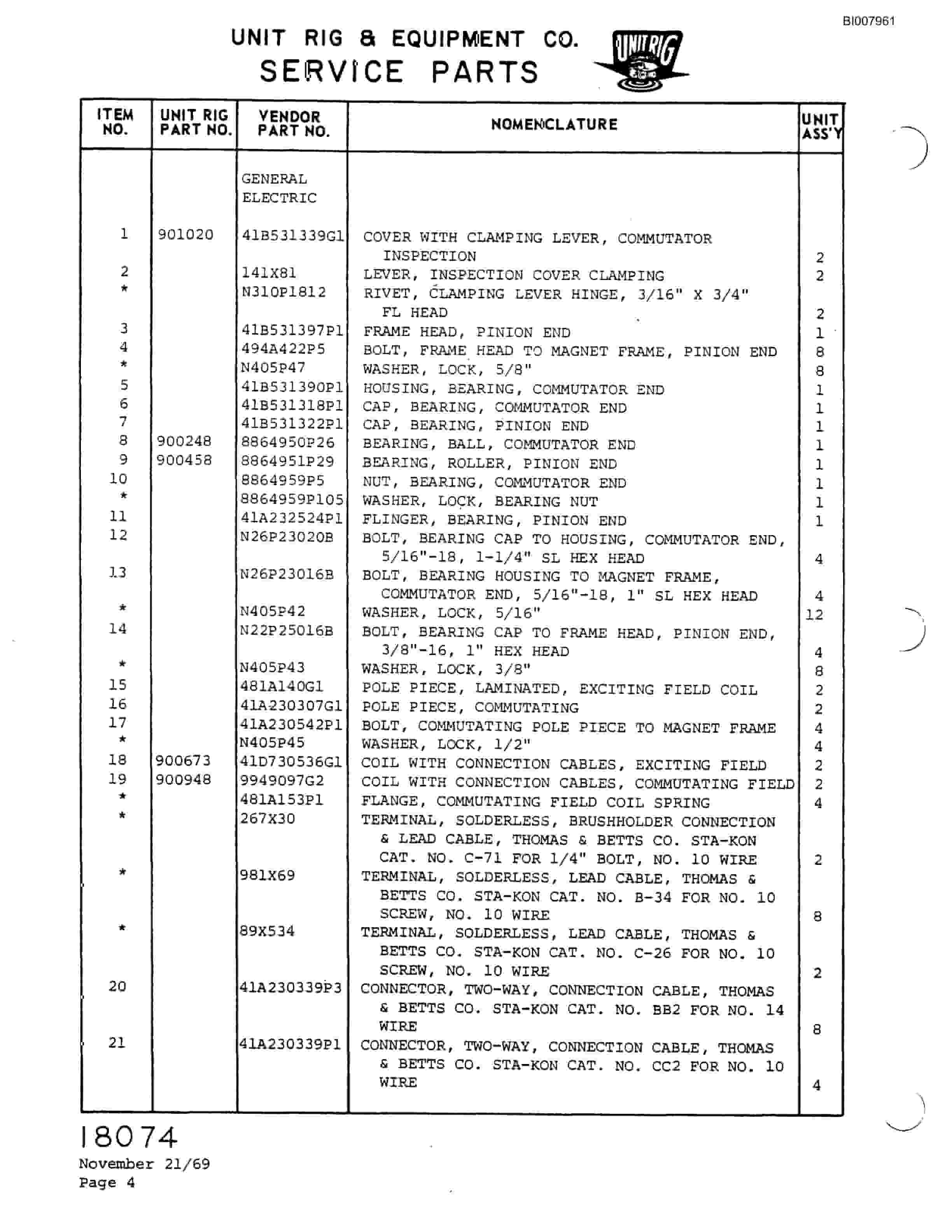 Bucyrus M-85 Parts Catalog BI007961-4