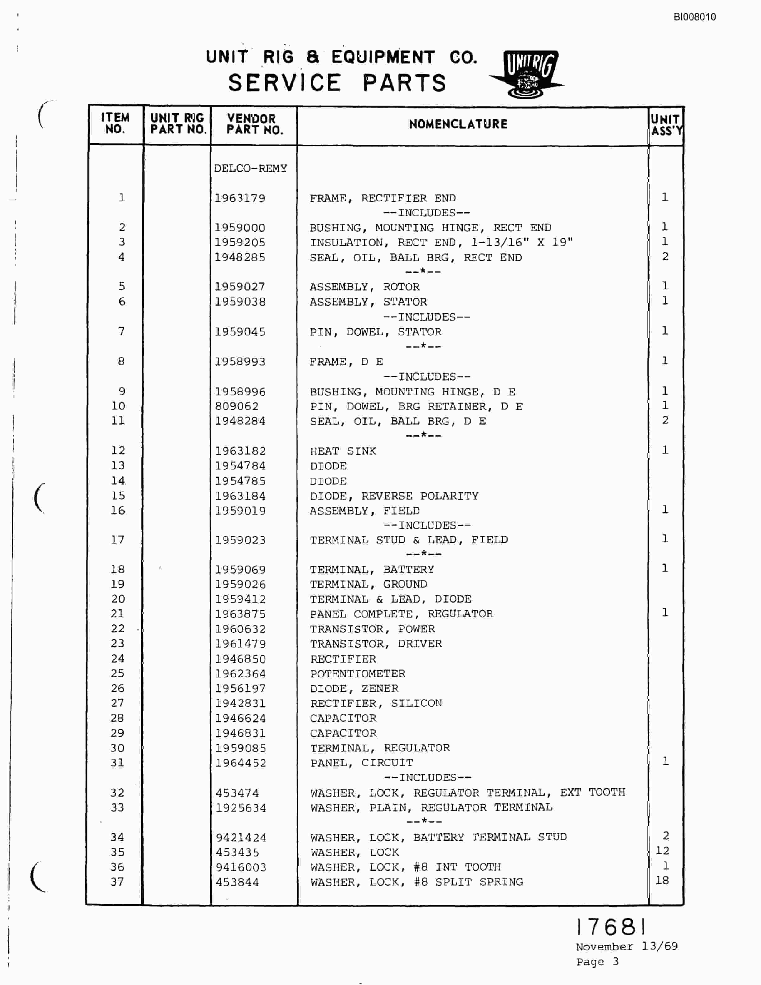 Bucyrus M-85 Parts Catalog BI008010-4
