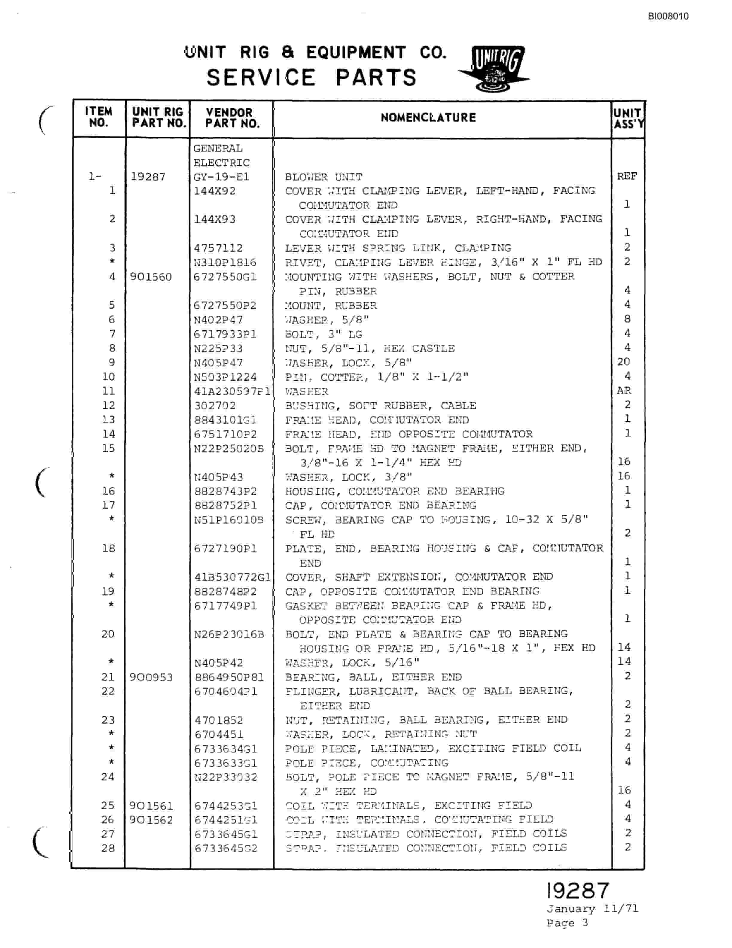 Bucyrus M-85 Parts Catalog BI008010-5