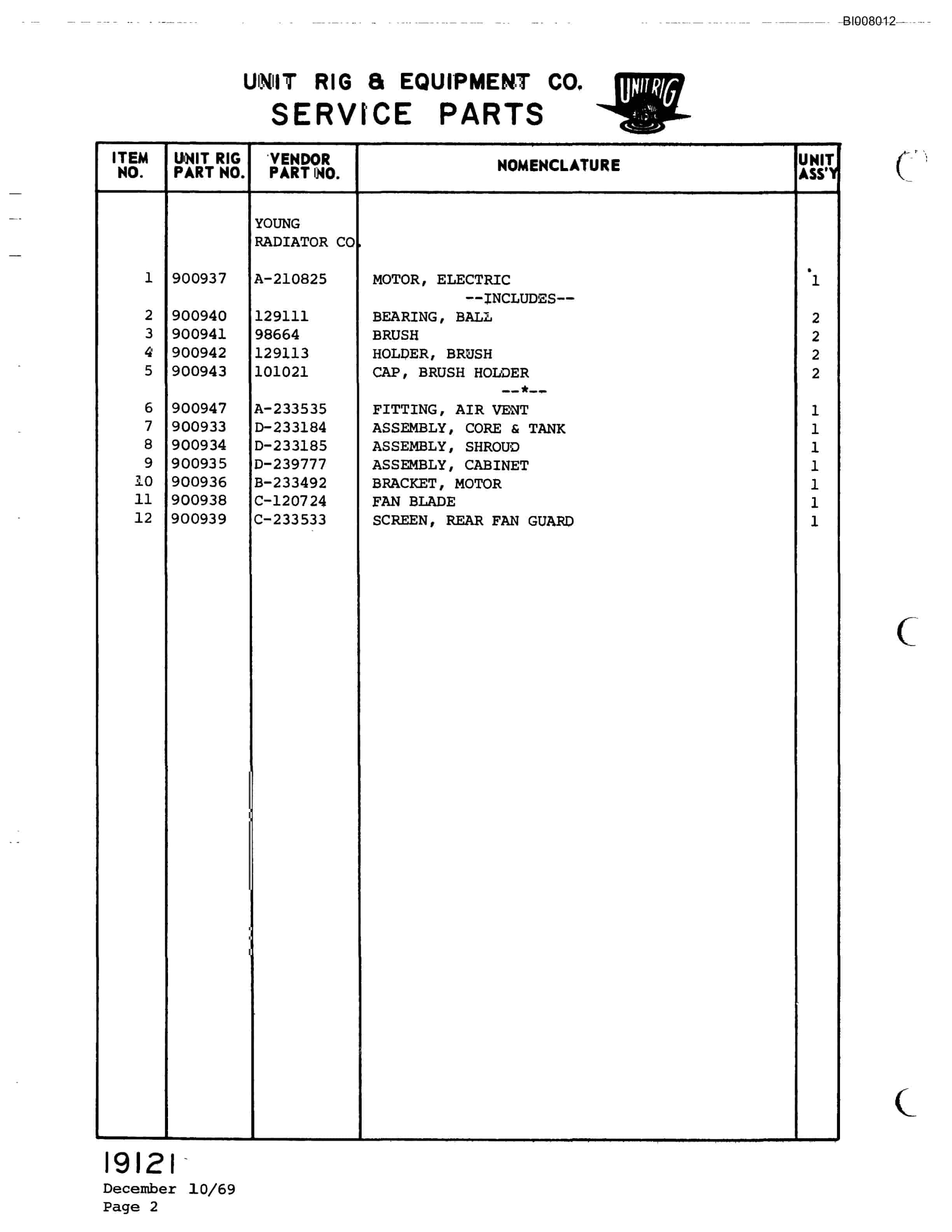 Bucyrus M-85 Parts Catalog BI008012-5