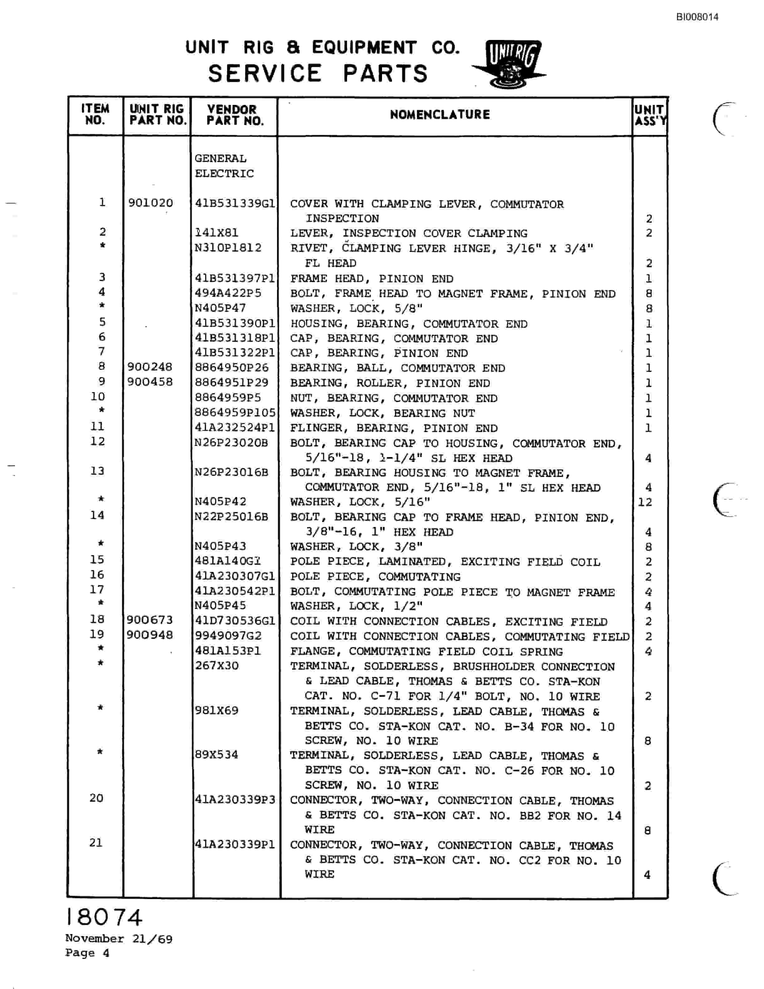Bucyrus M-85 Parts Catalog BI008014-5