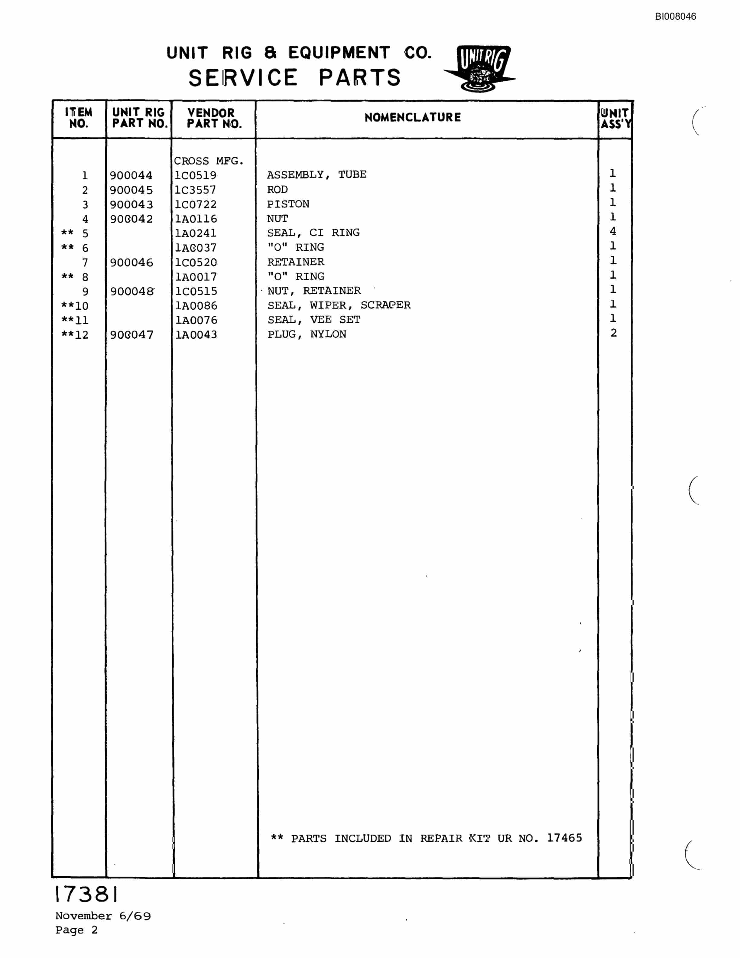 Bucyrus M-85 Parts Catalog BI008046-4