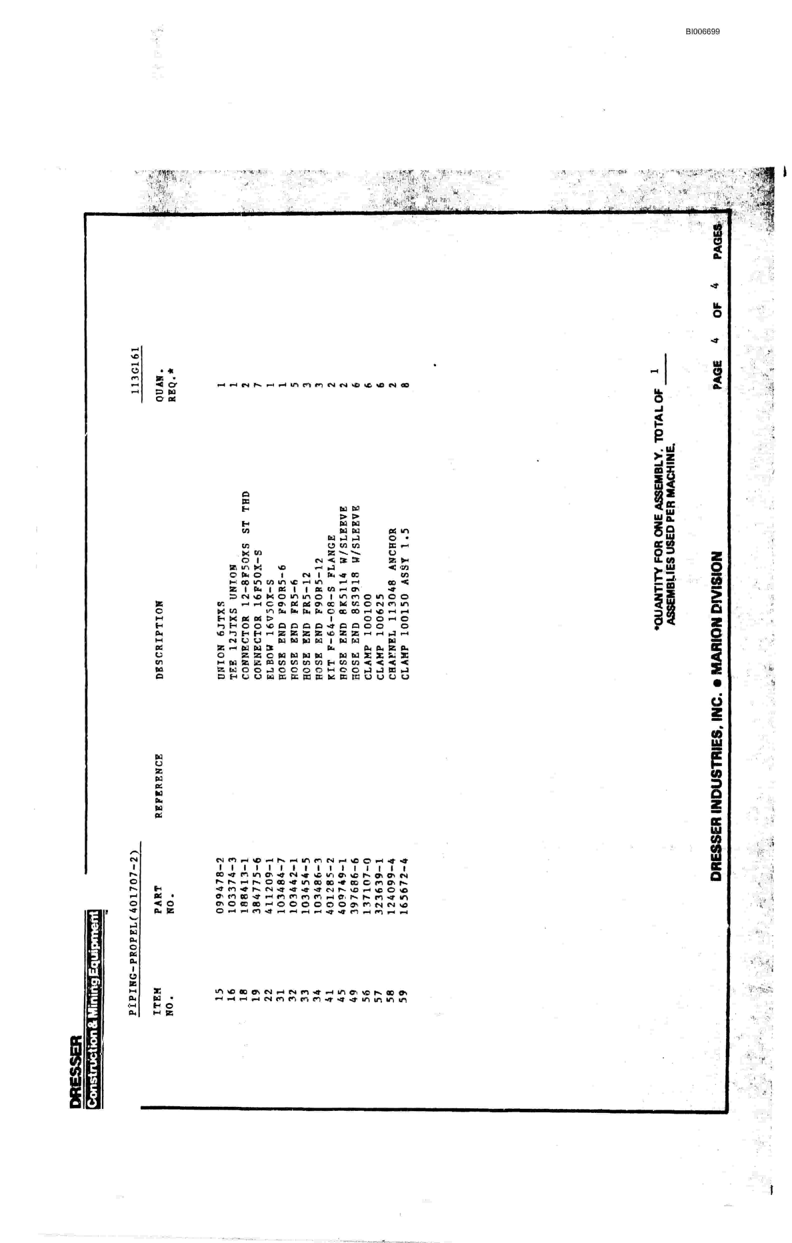 Bucyrus M2 Drill Parts Catalog BI006699-2
