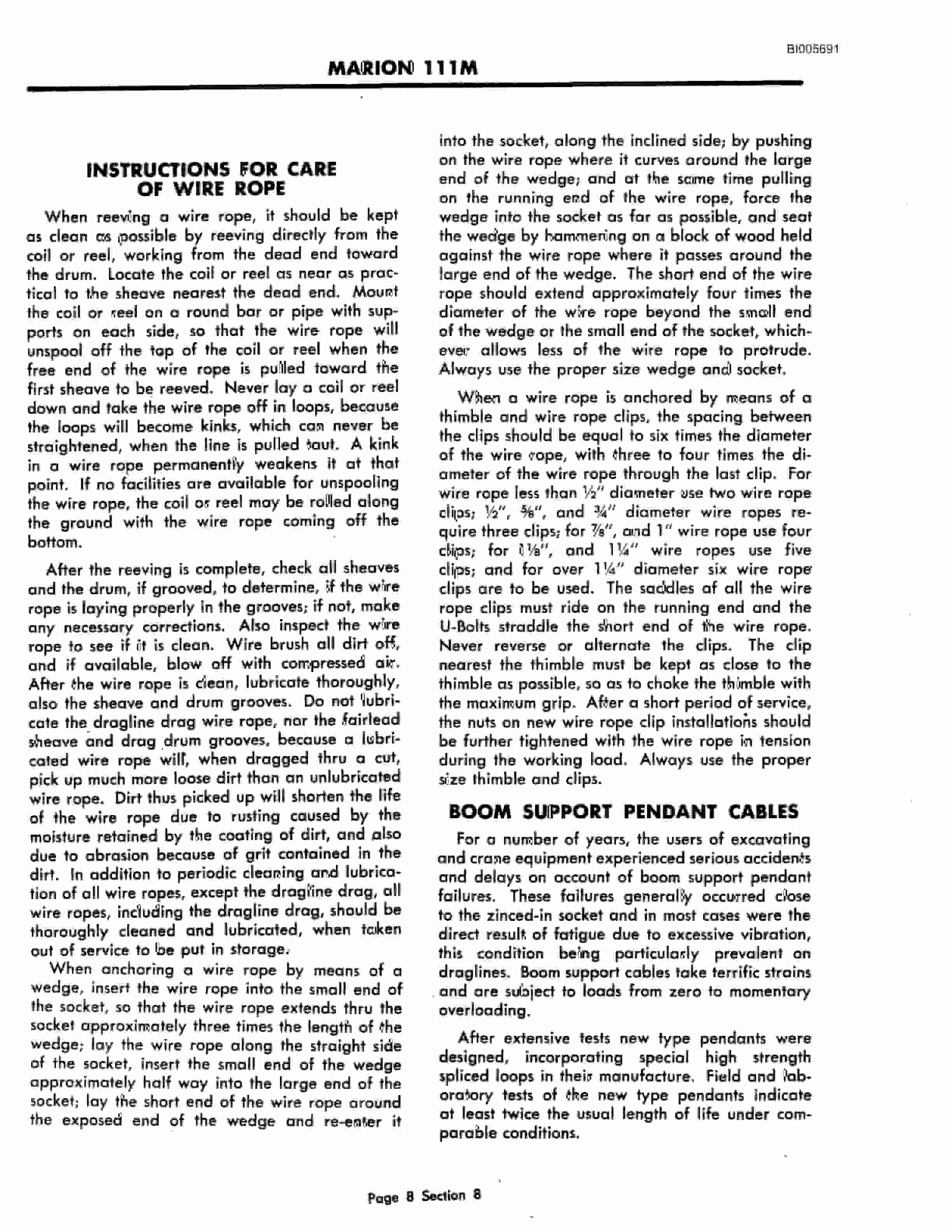 Bucyrus Marion 111-M Diesel Technical Manual BI005691-3