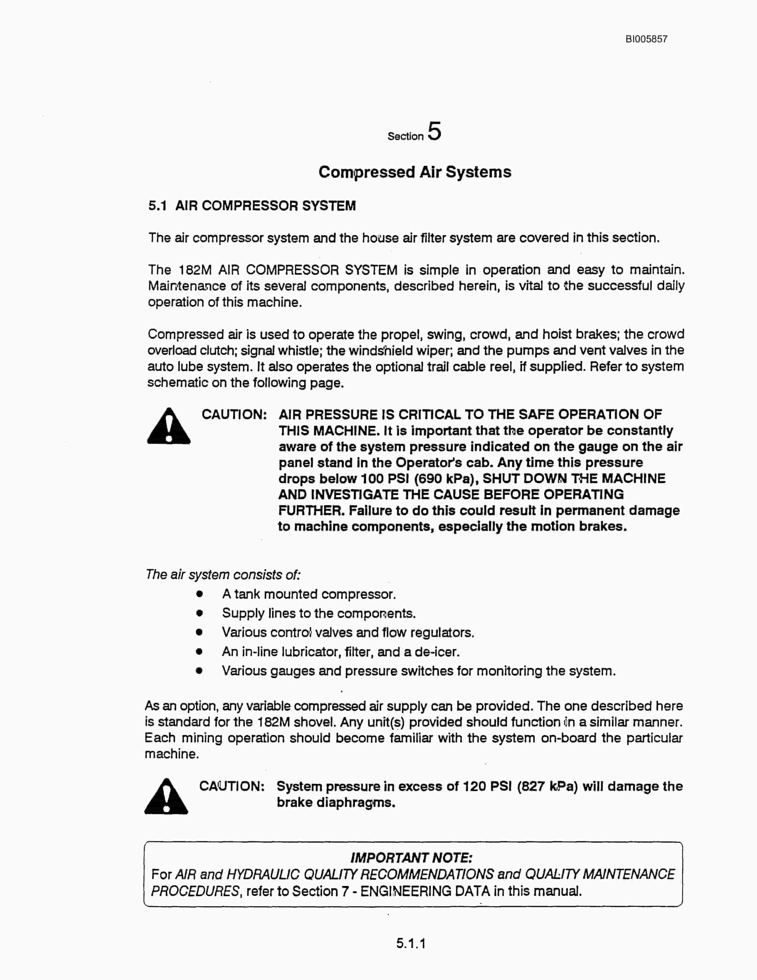 Bucyrus Marion 182M Mining Shovel Technical Manual BI005857-2