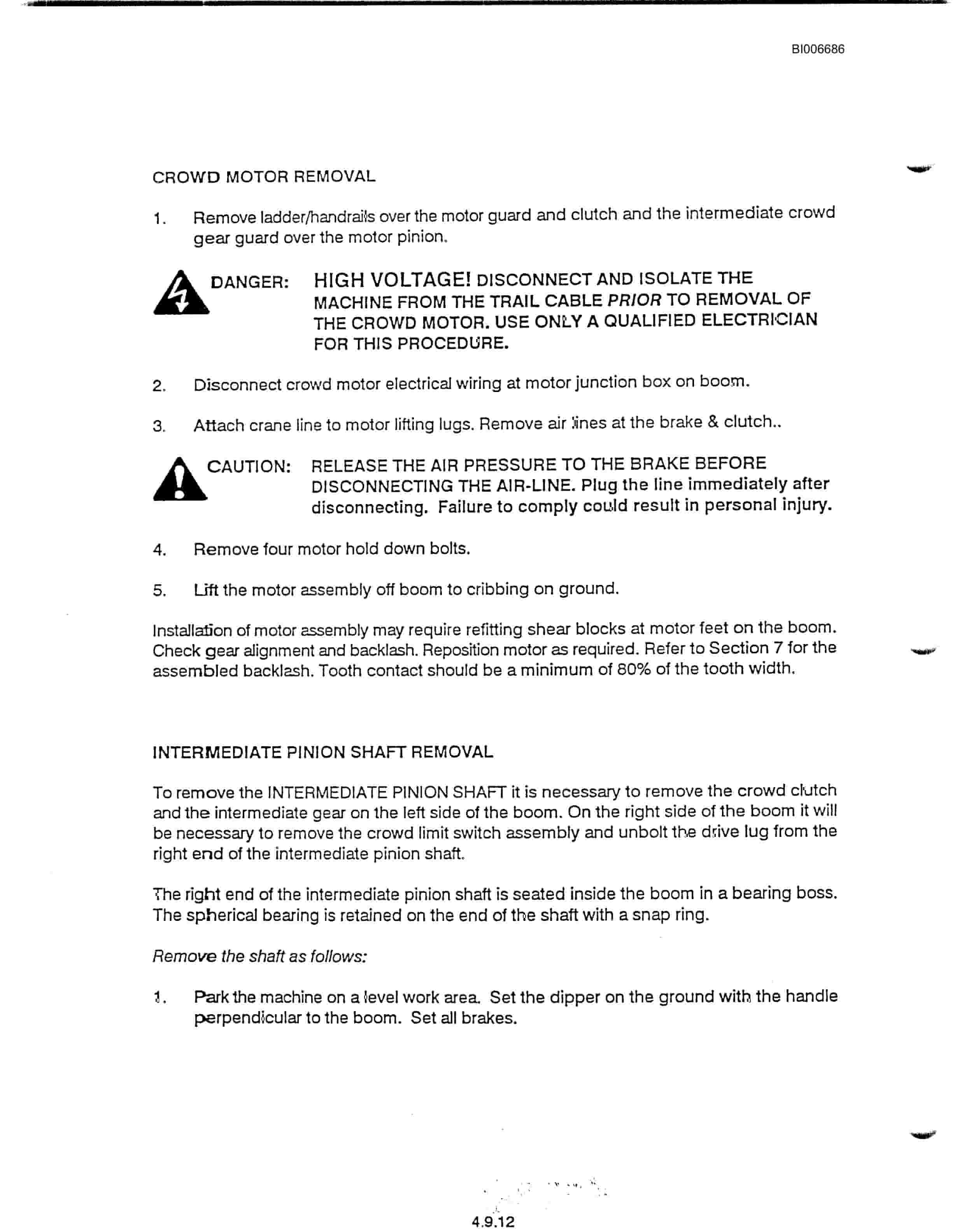 Bucyrus Marion 182M Mining Shovel Technical Manual BI006686-2