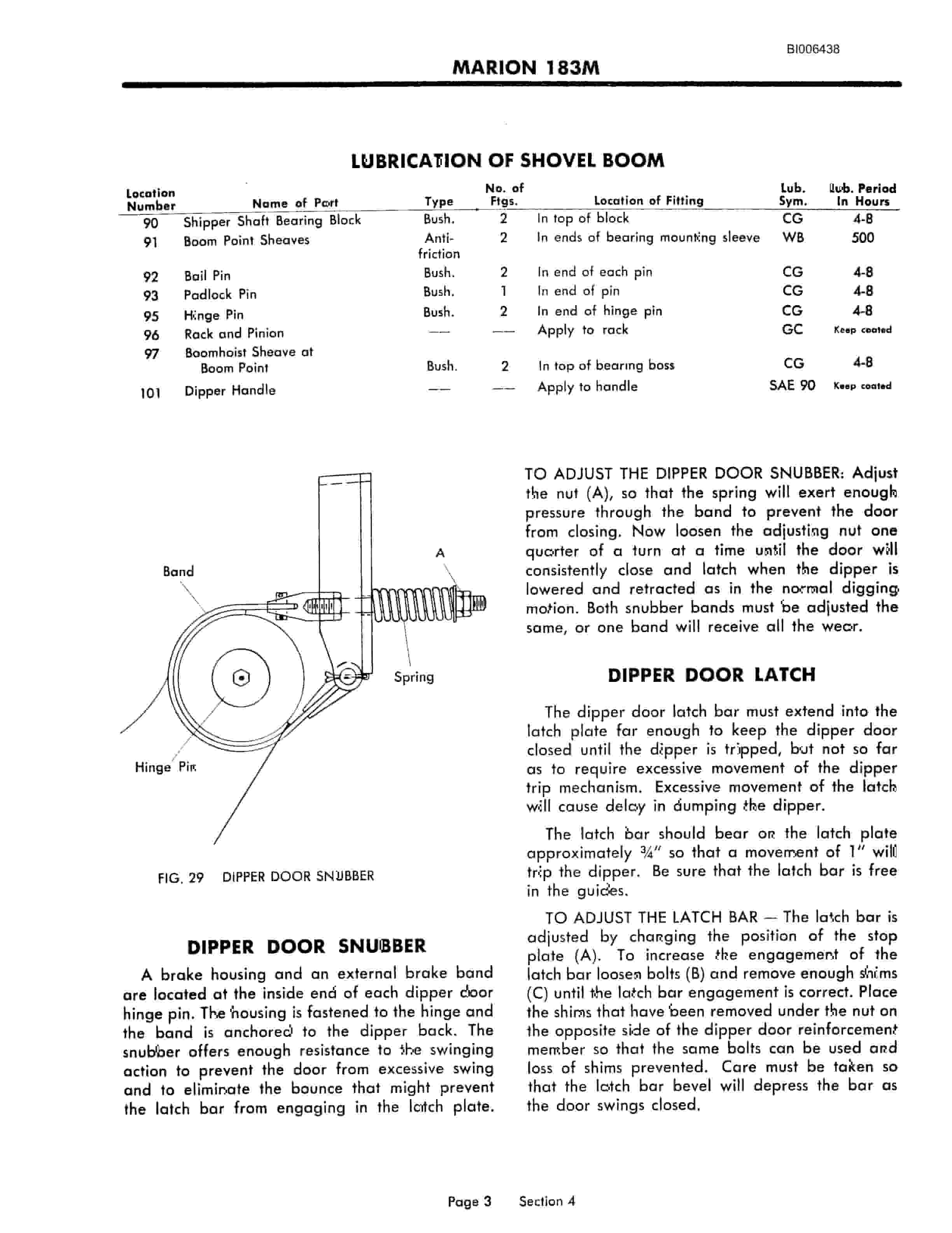 Bucyrus Marion 183-M Shovel Technical Manual BI006438-2
