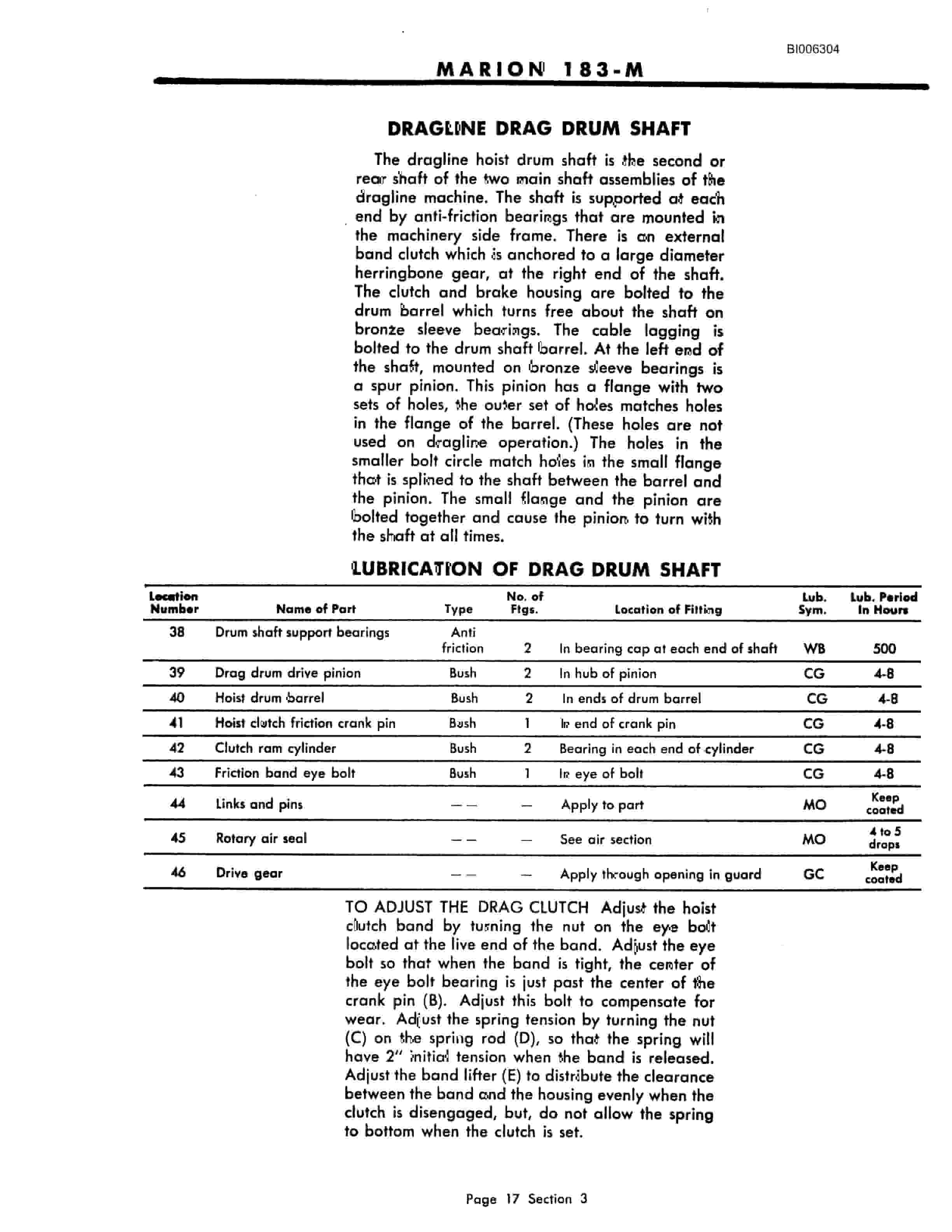 Bucyrus Marion 183-M Technical Manual BI006304-2