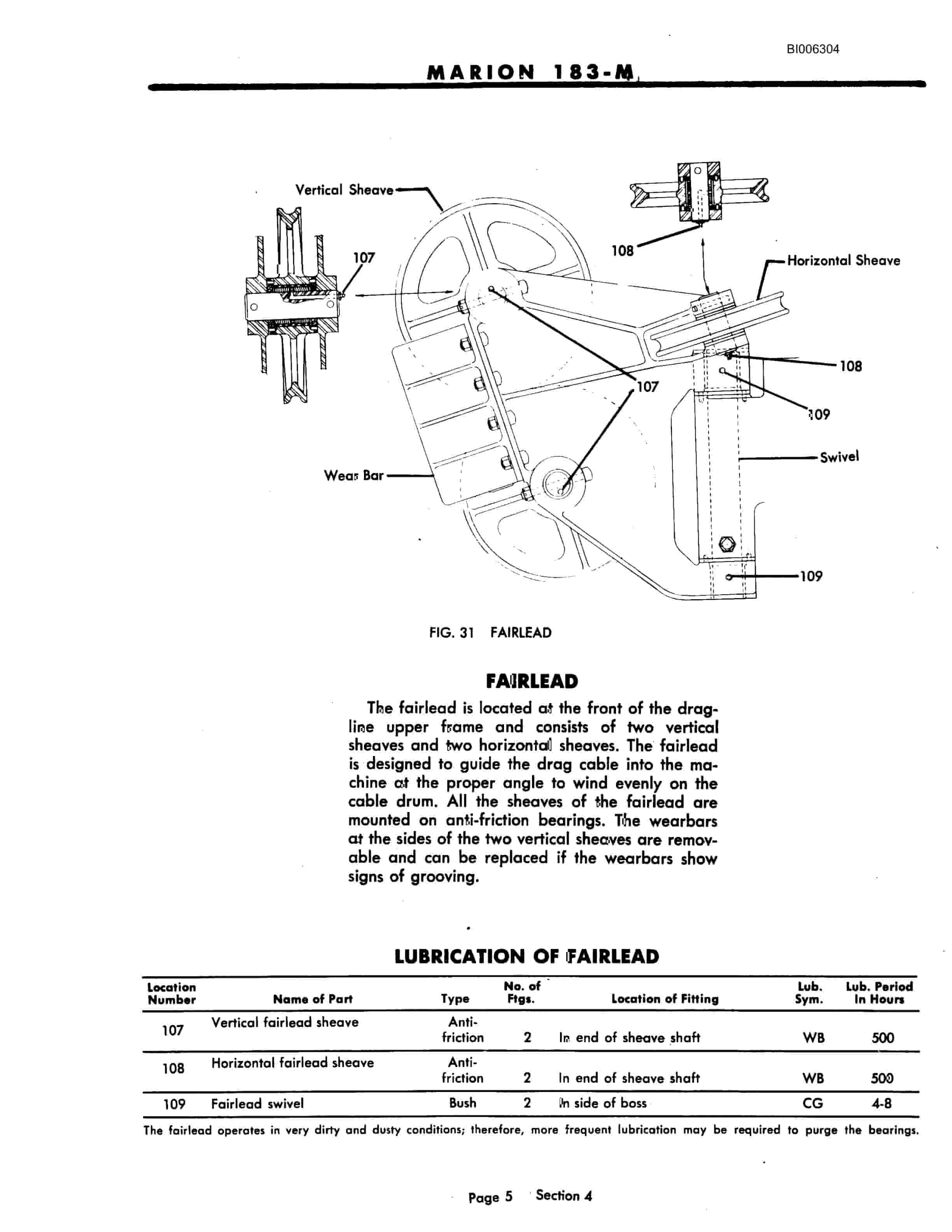 Bucyrus Marion 183-M Technical Manual BI006304-5