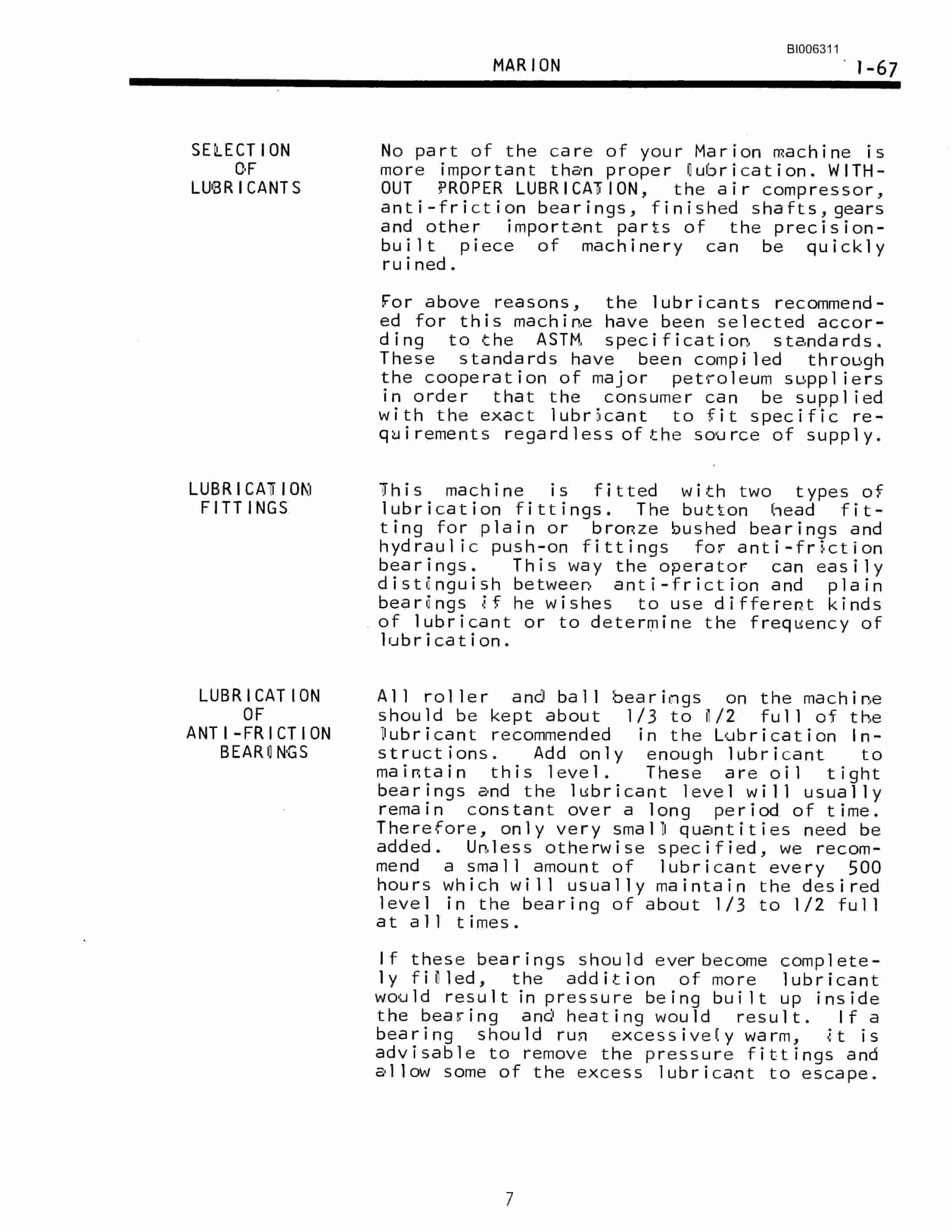 Bucyrus Marion 191-M Technical Manual BI006311-3