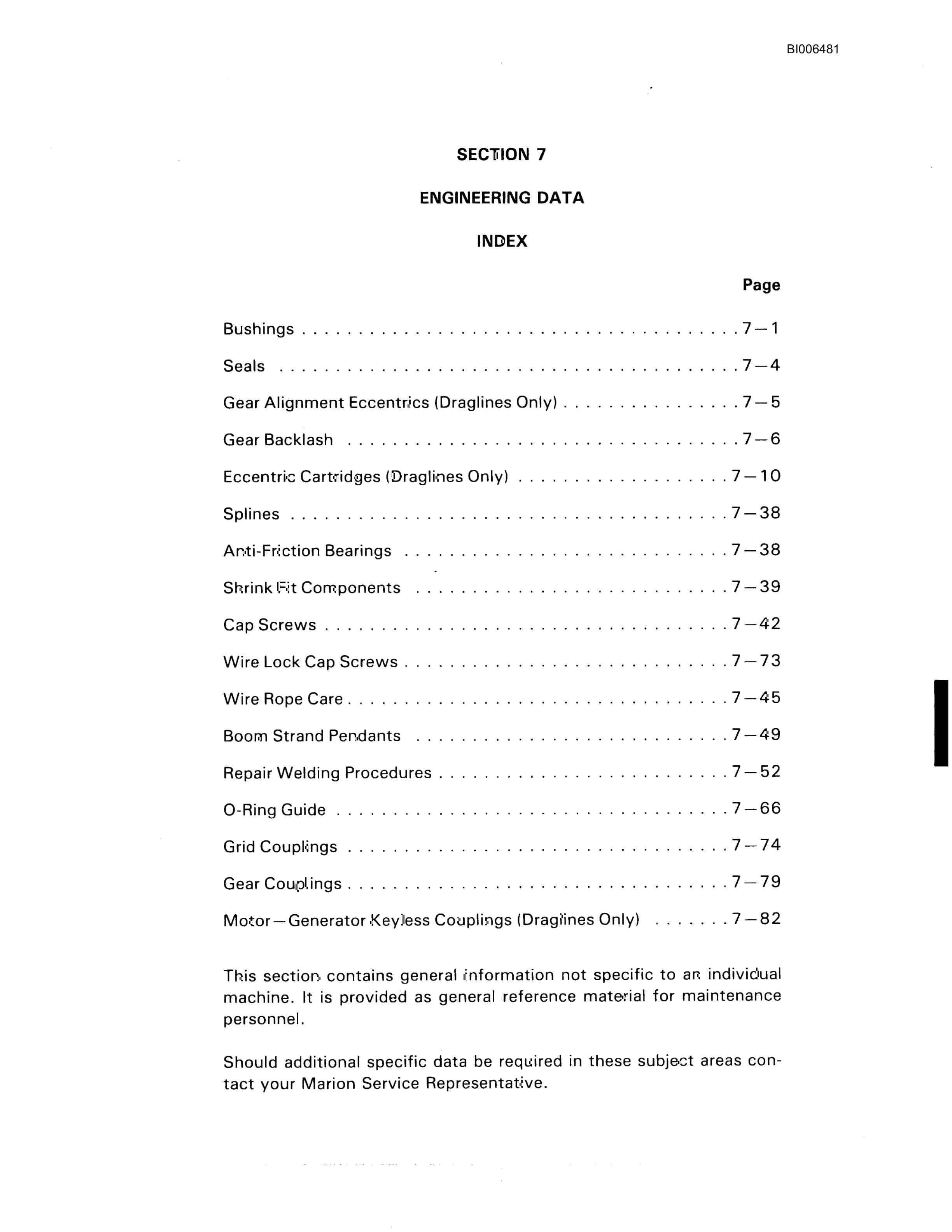 Bucyrus Marion 191-M Technical Manual BI006481-2