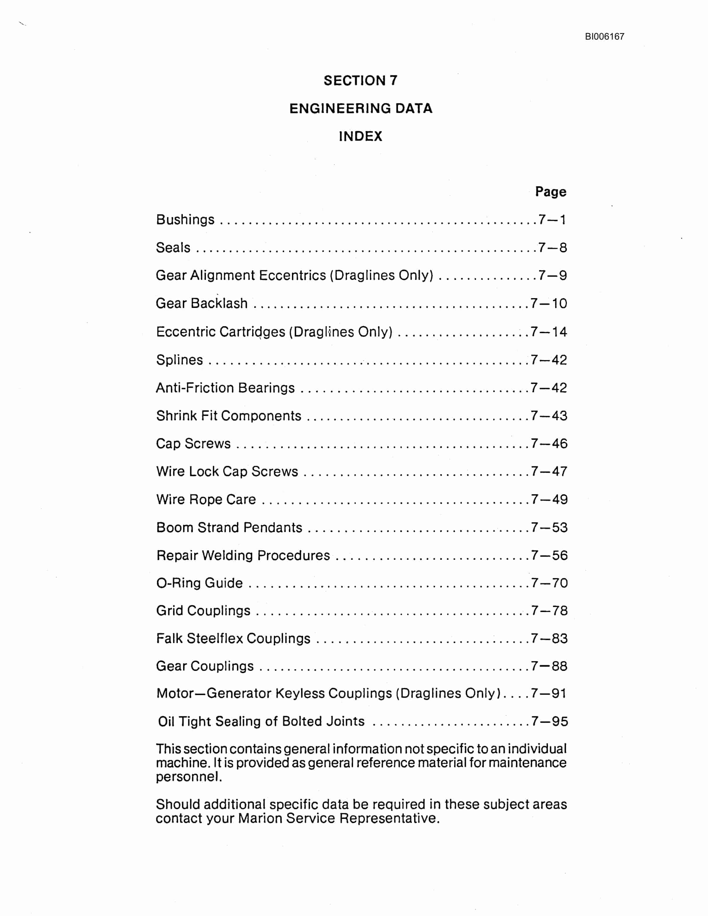 Bucyrus Marion 25000 Hour Dragline Technical Manual BI006167-3