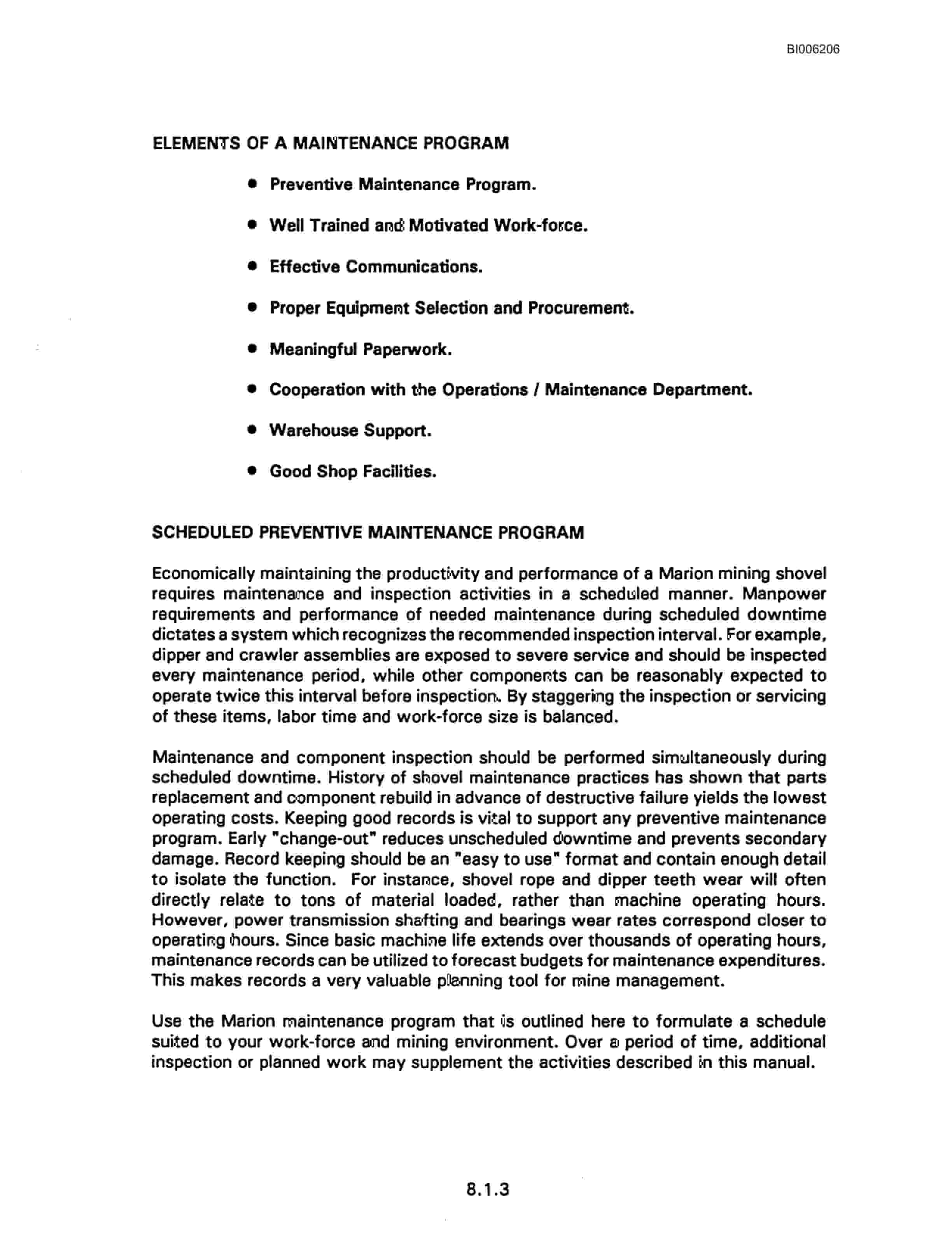 Bucyrus Marion 301-M Mining Shovel Technical Manual BI006206-5