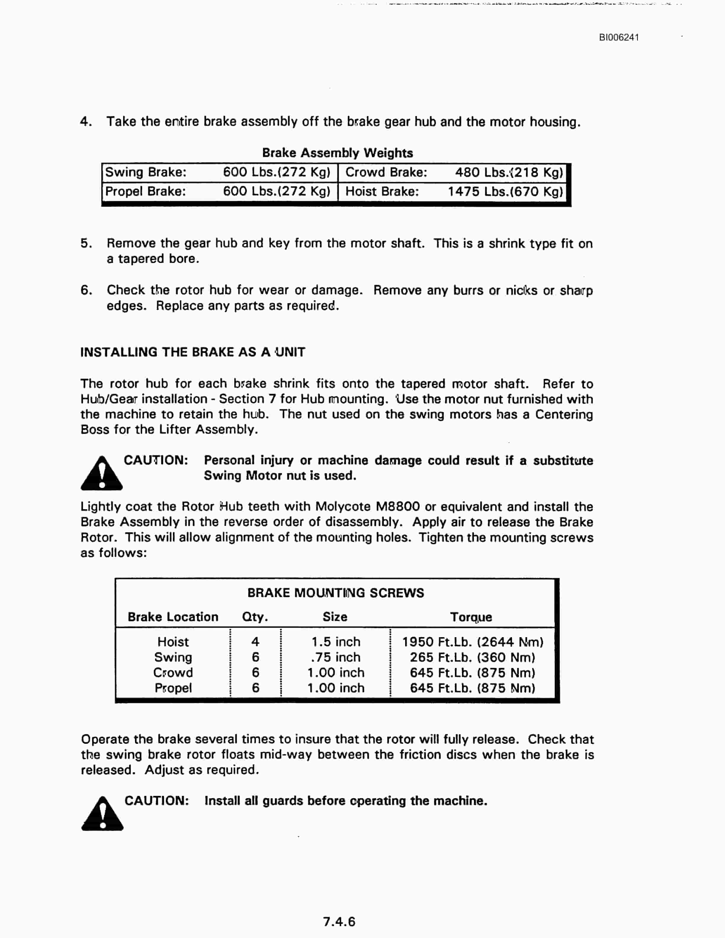 Bucyrus Marion 301-M Mining Shovel Technical Manual BI006241-5