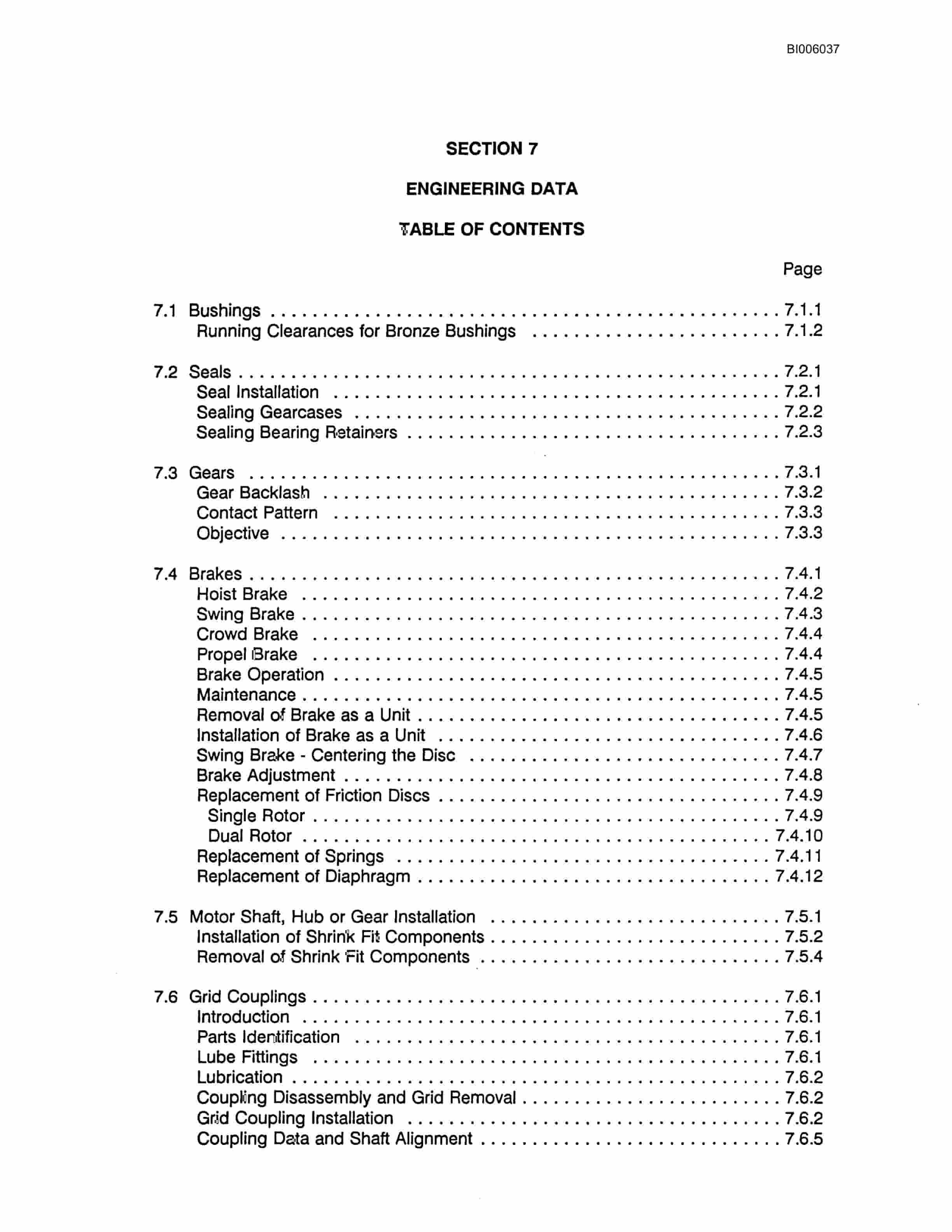 Bucyrus Marion 301M Mining Shovel Technical Manual BI006037-4