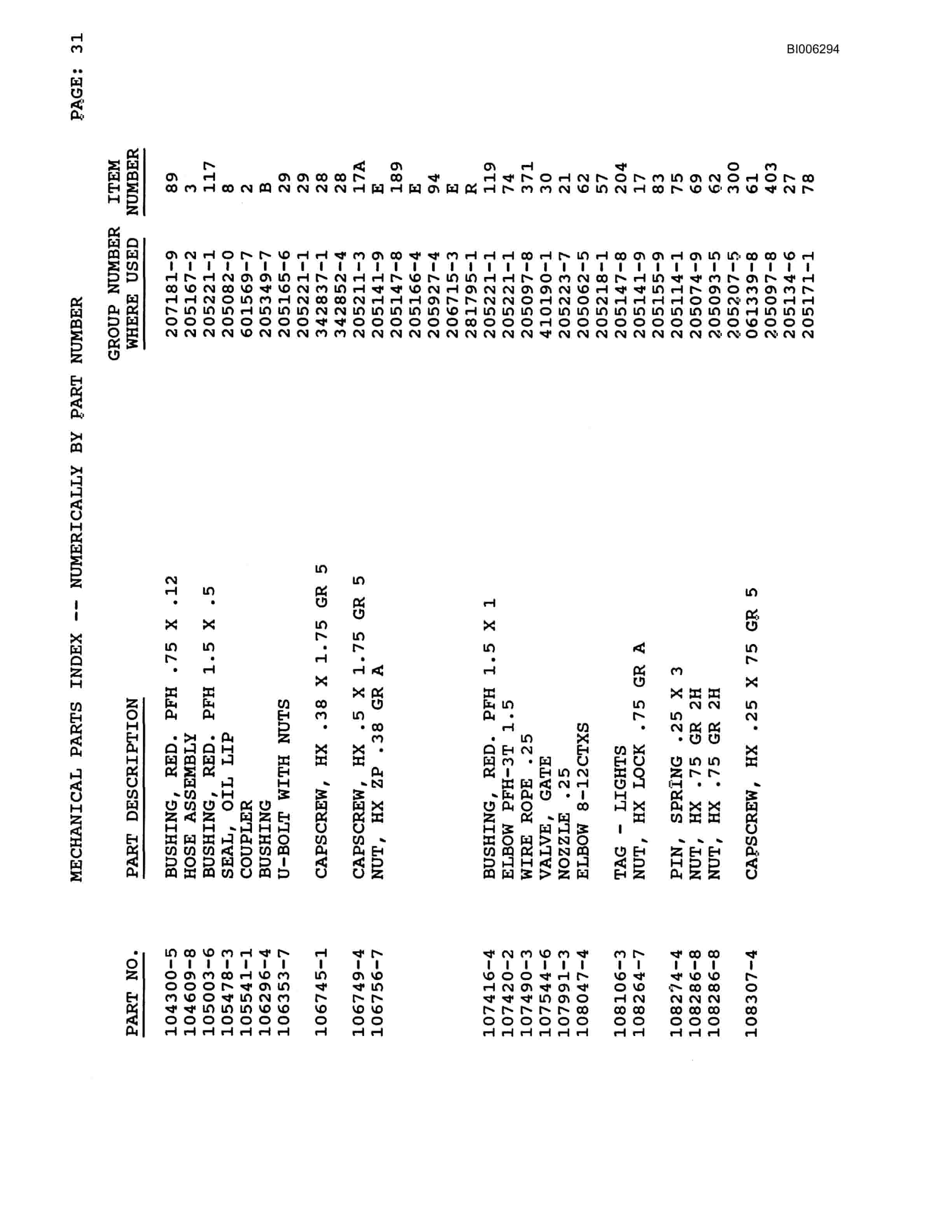 Bucyrus Marion 305-M Crawler Dragline Parts Catalog BI006294-5
