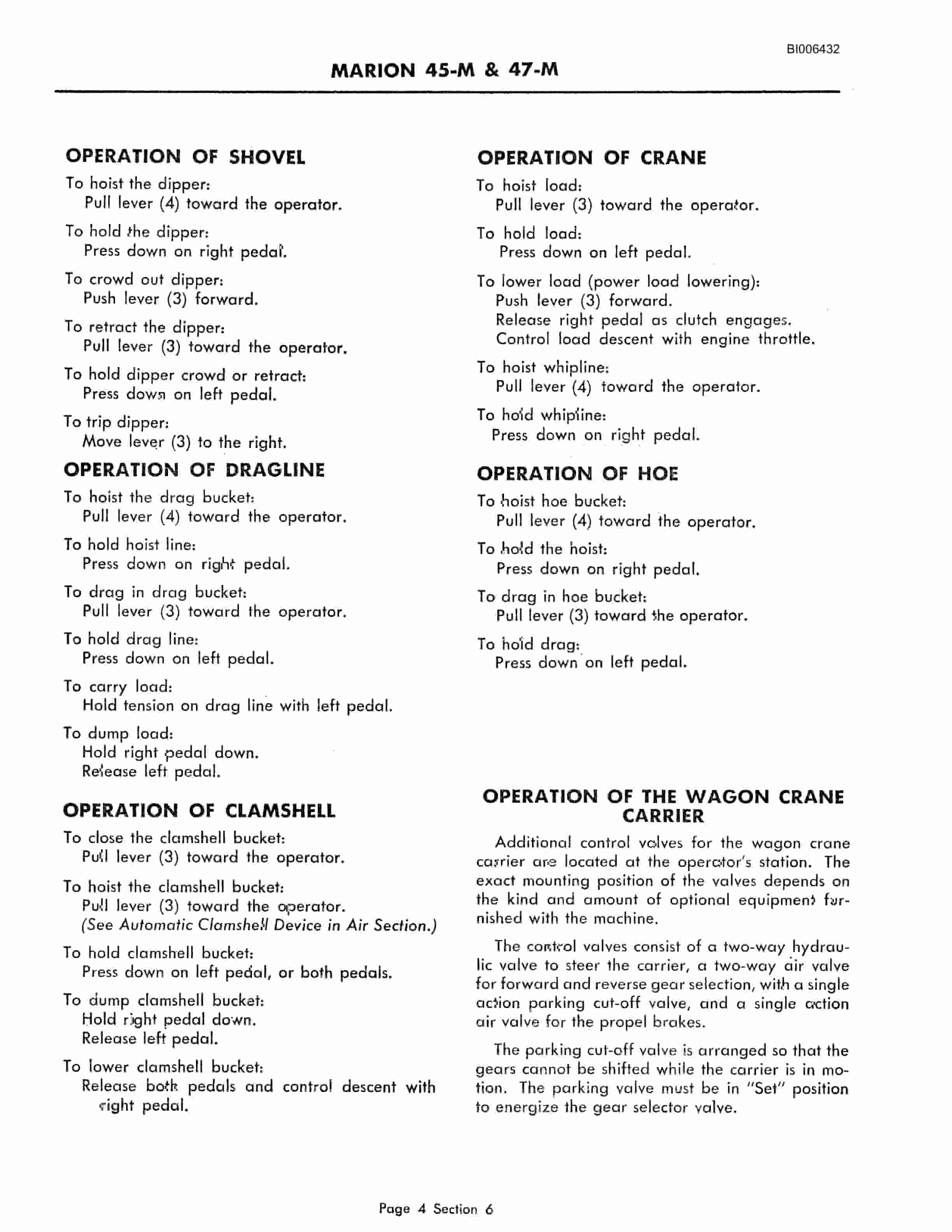 Bucyrus Marion 45-M, 47-M Technical Manual BI006432-5