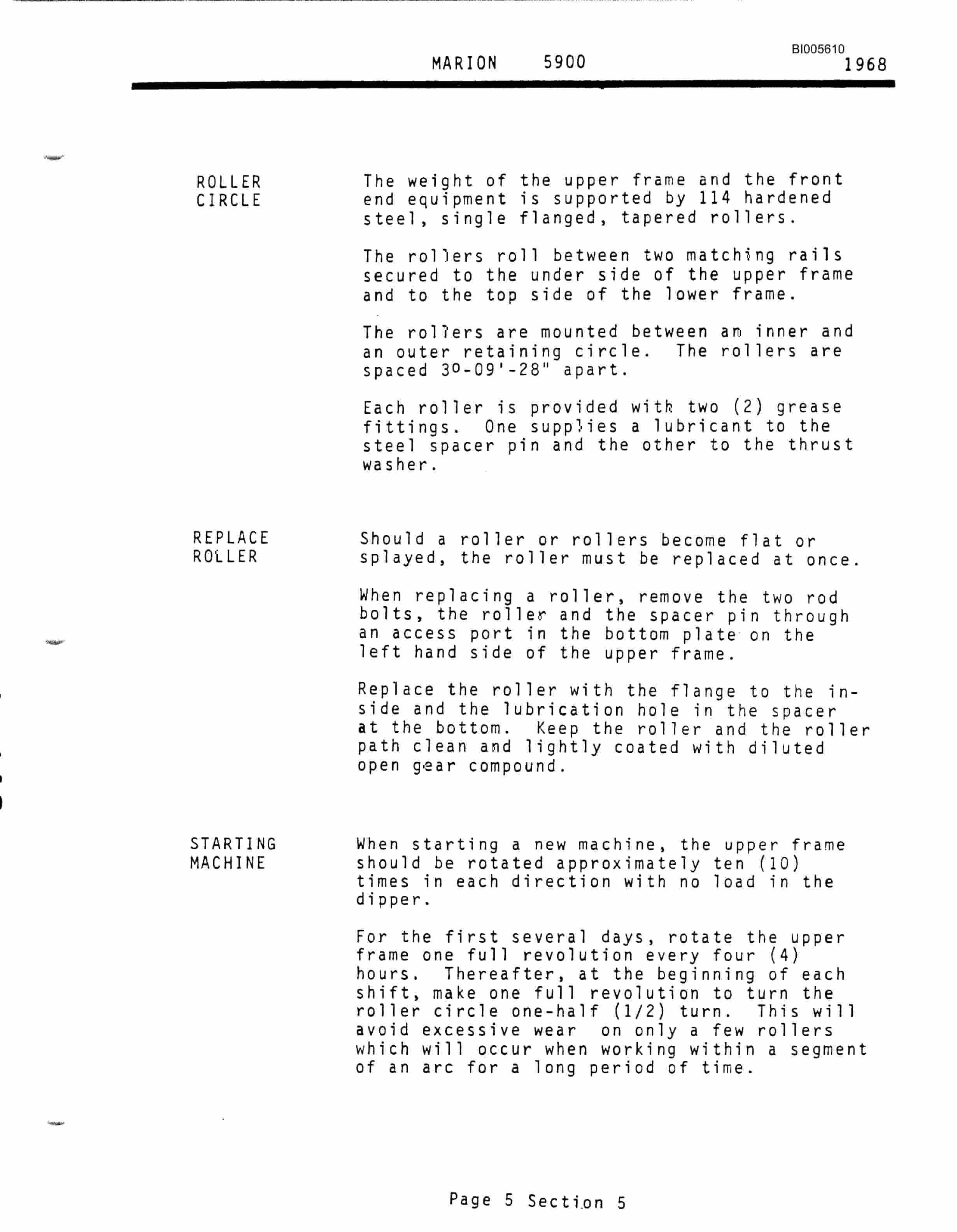 Bucyrus Marion 5900 Electric Stripping Shovel Technical Manual BI005610-2
