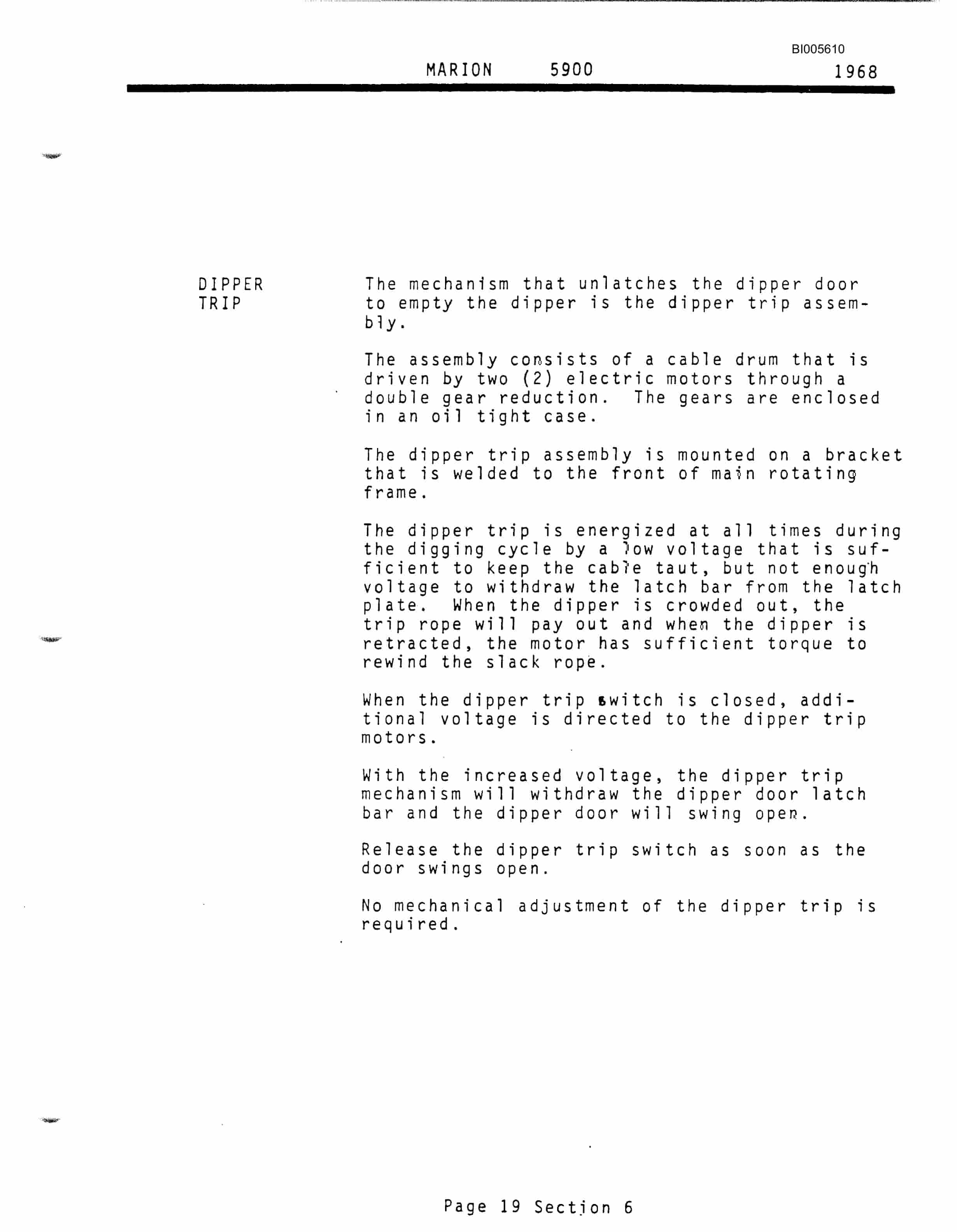 Bucyrus Marion 5900 Electric Stripping Shovel Technical Manual BI005610-5