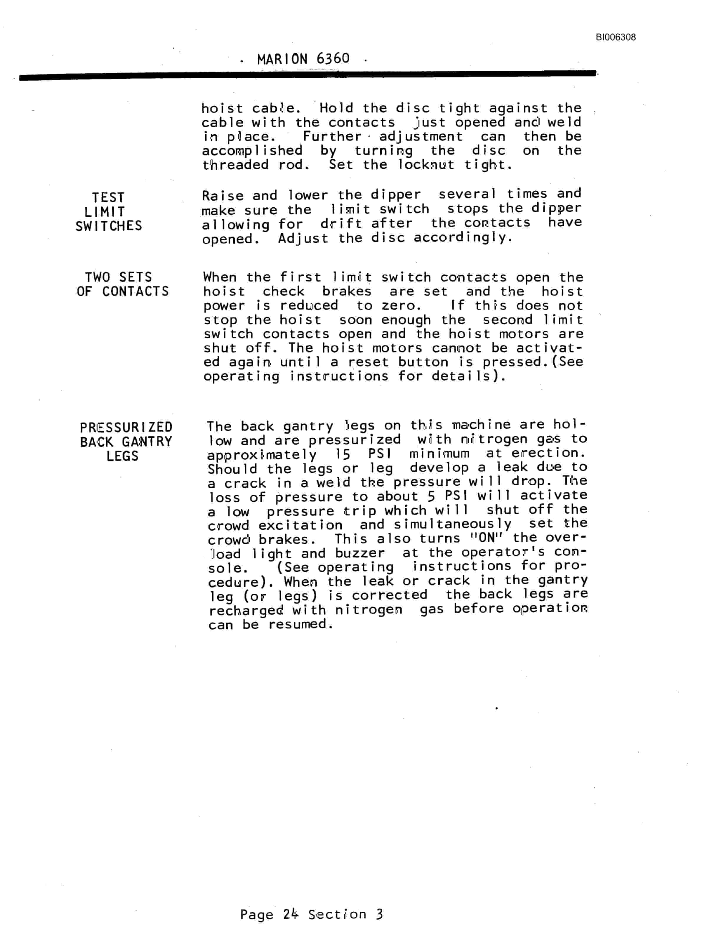 Bucyrus Marion 6360 Stripping Shovel Technical Manual BI006308-3
