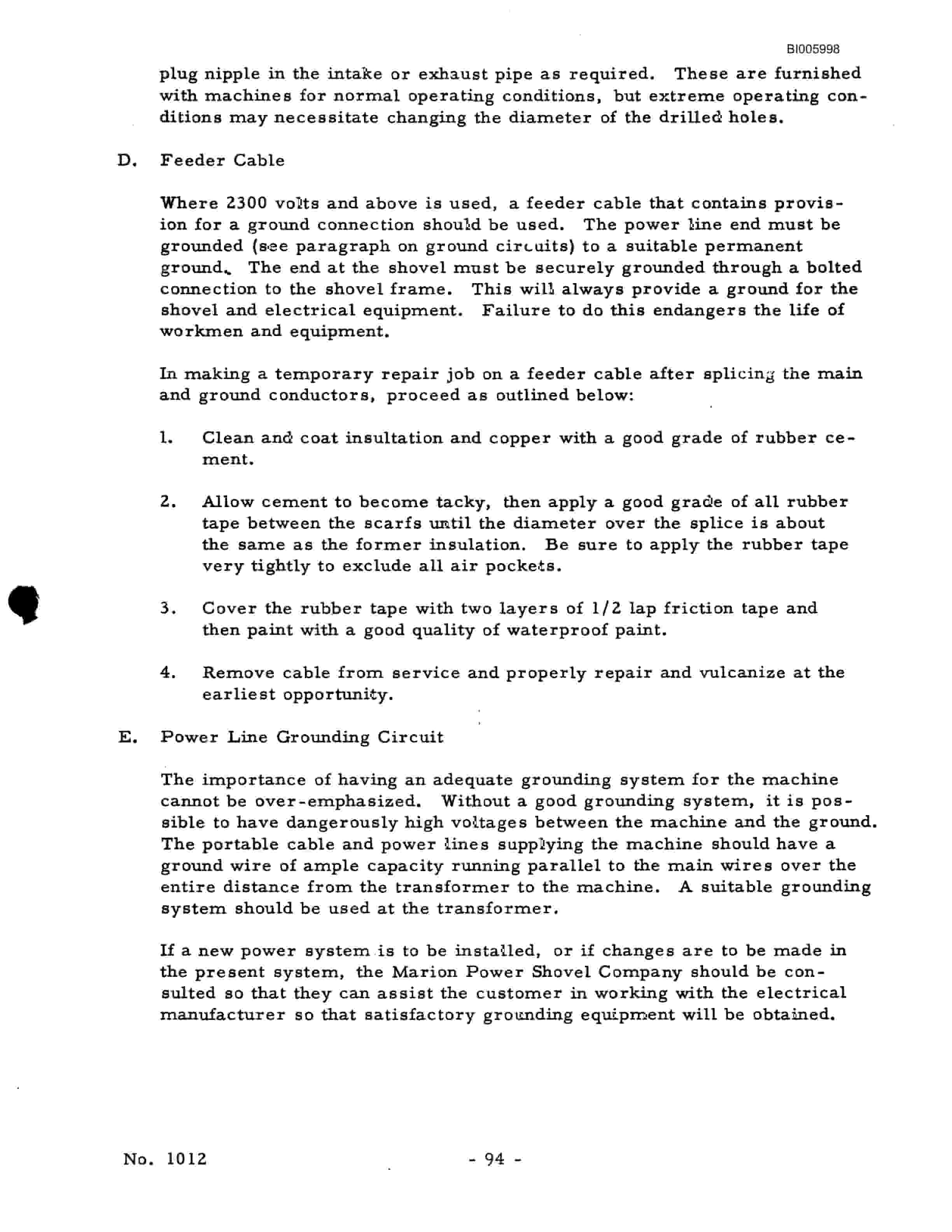 Bucyrus Marion 7200 Electric Walking Dragline Technical Manual BI005998-2