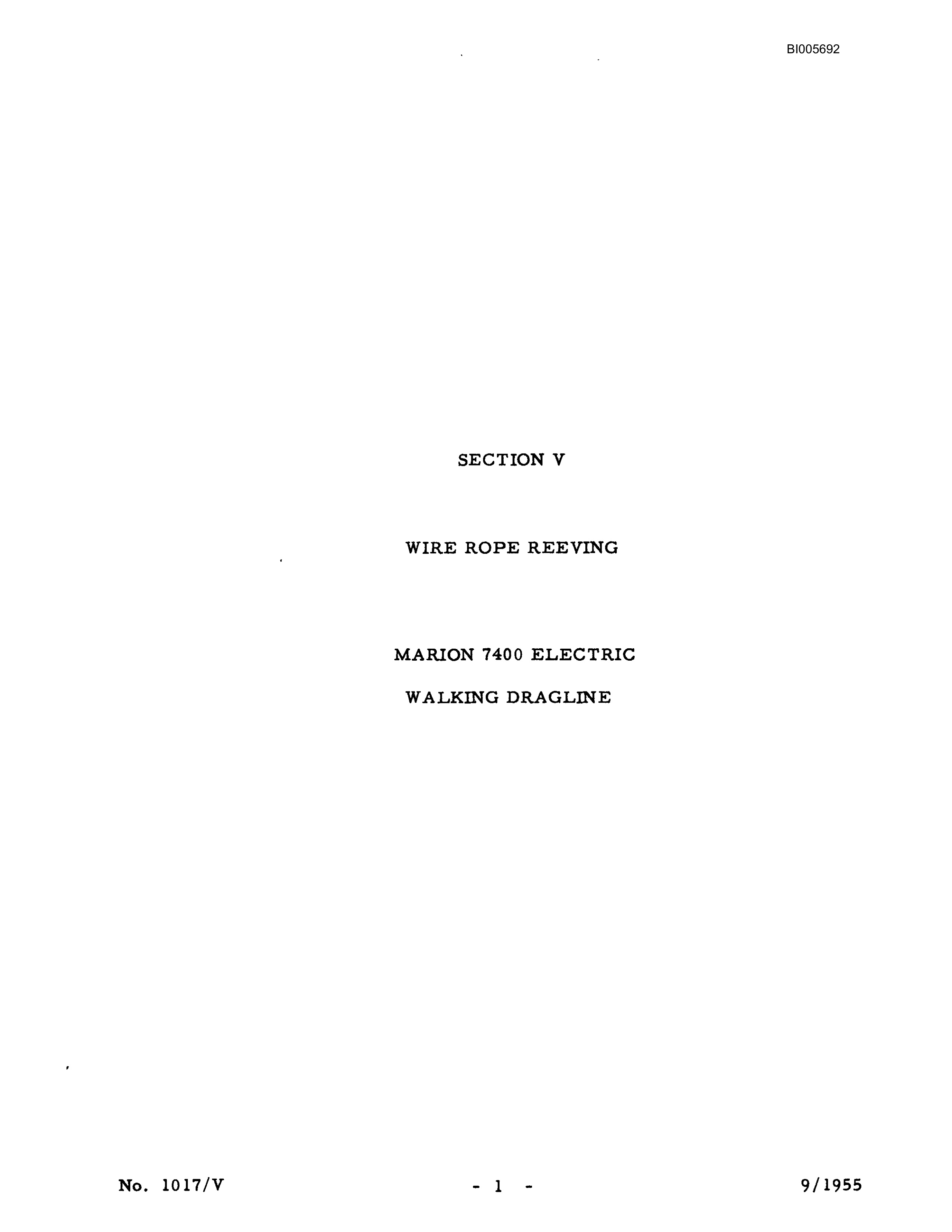 Bucyrus Marion 7400 Electric Technical Manual BI005692-3