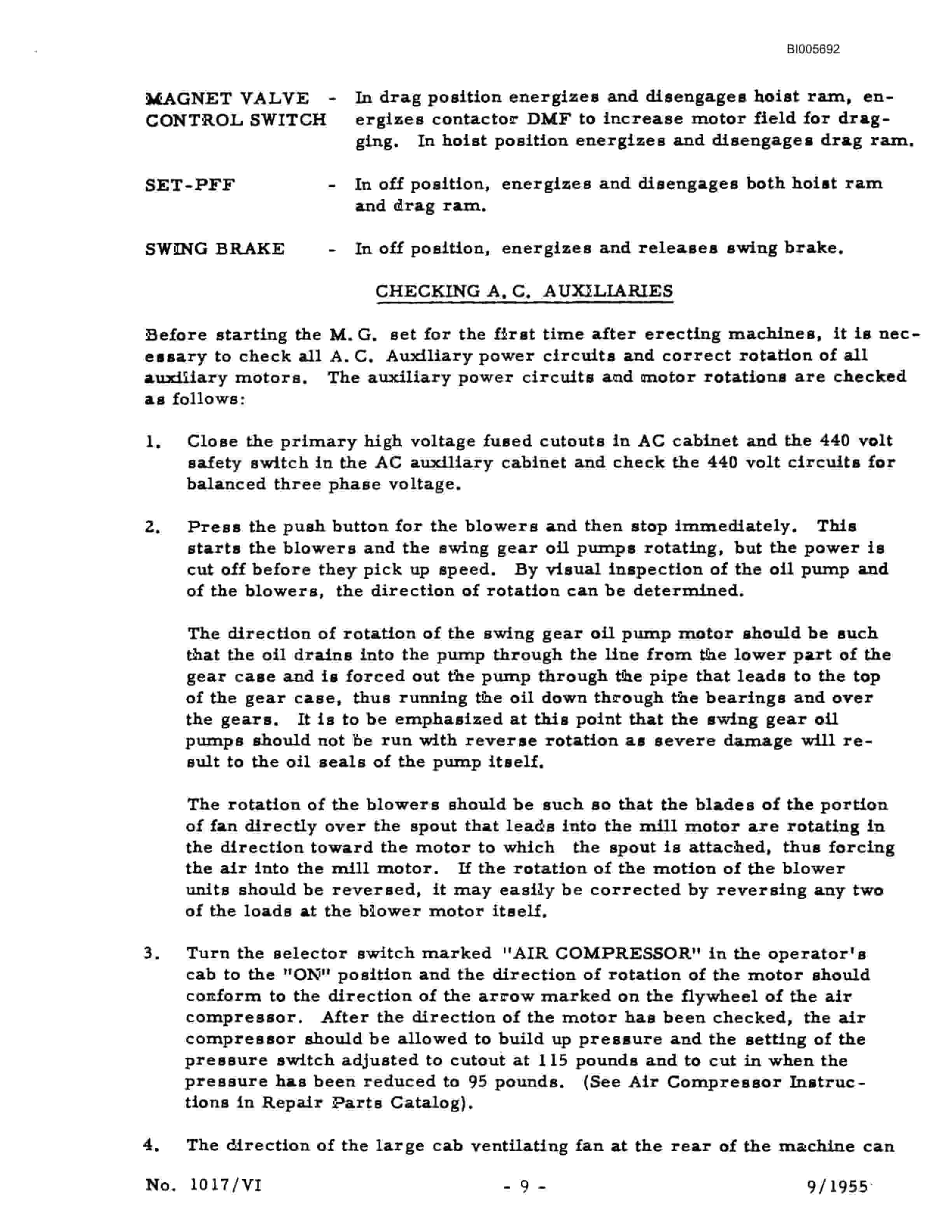 Bucyrus Marion 7400 Electric Technical Manual BI005692-5