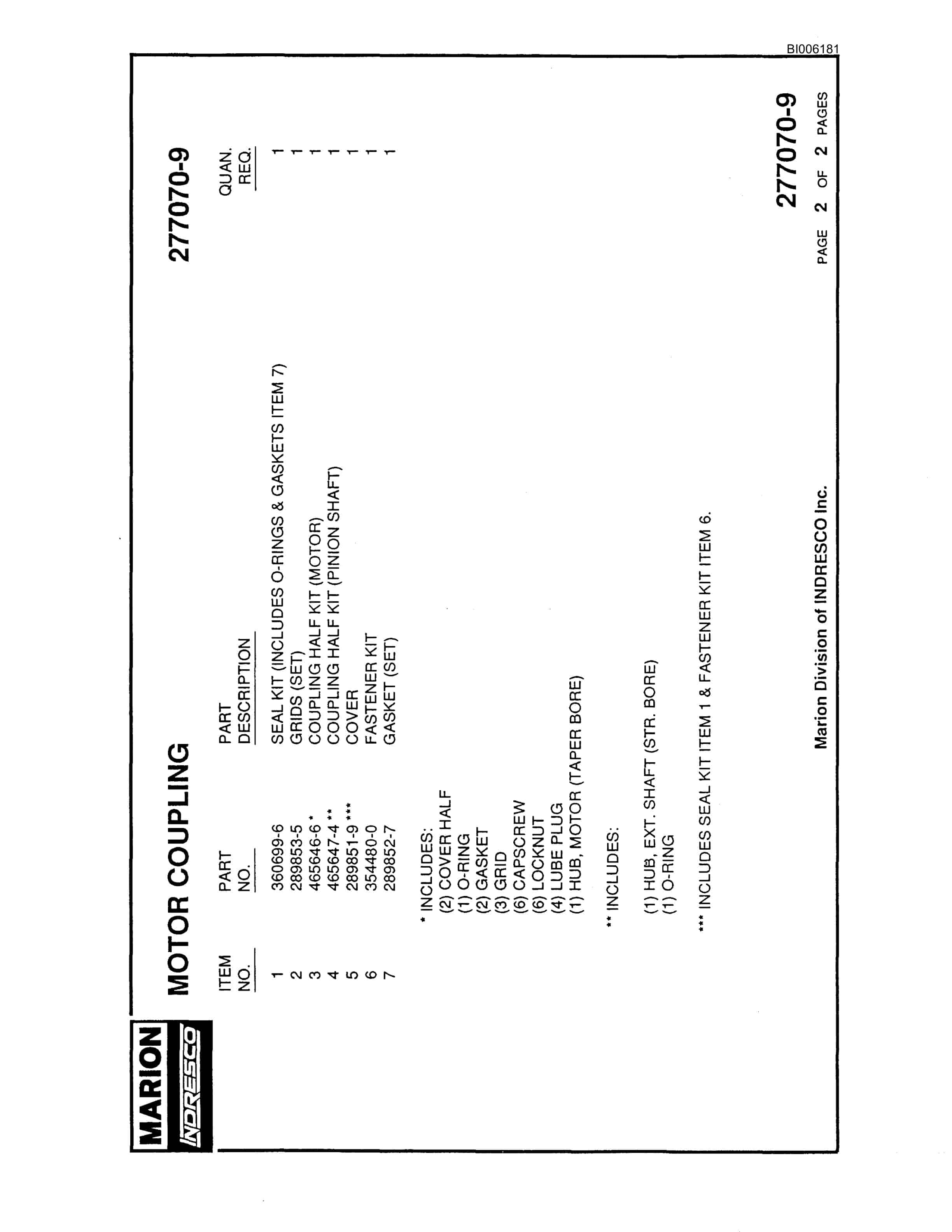 Bucyrus Marion 7820 Walking Dragline Parts Catalog BI006181-2