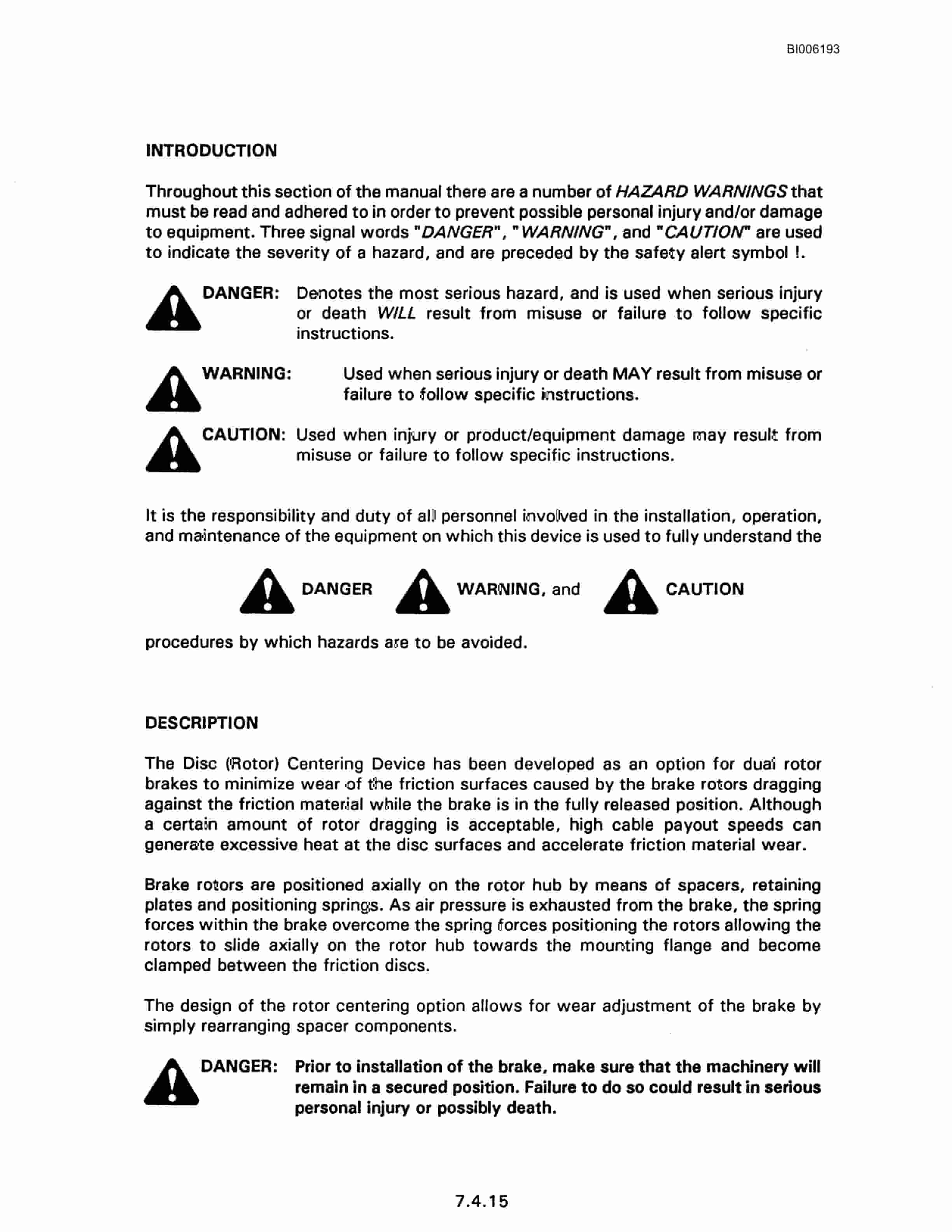 Bucyrus Marion 7820 Walking Dragline Technical Manual BI006193-4
