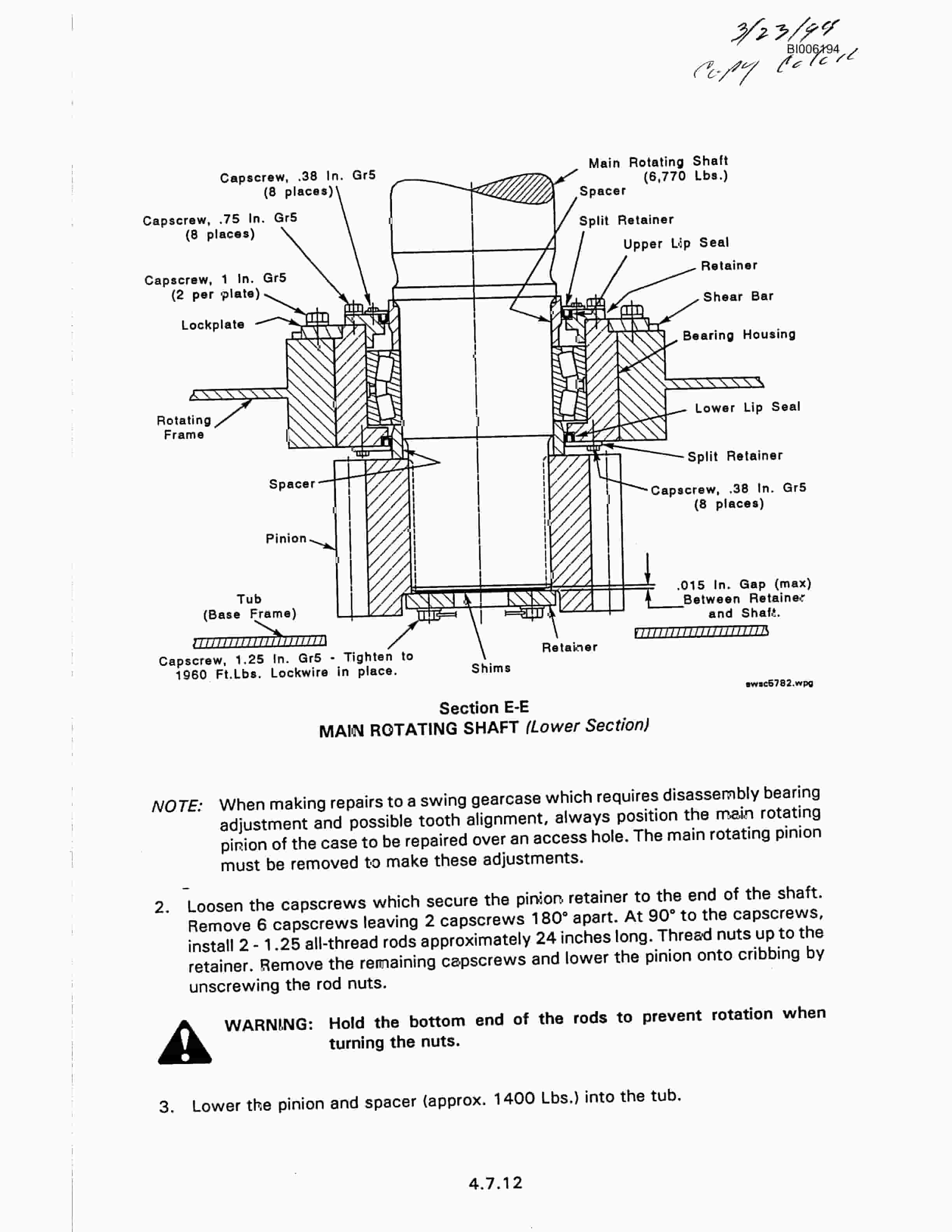 Bucyrus Marion 7820 Walking Dragline Technical Manual BI006194-5
