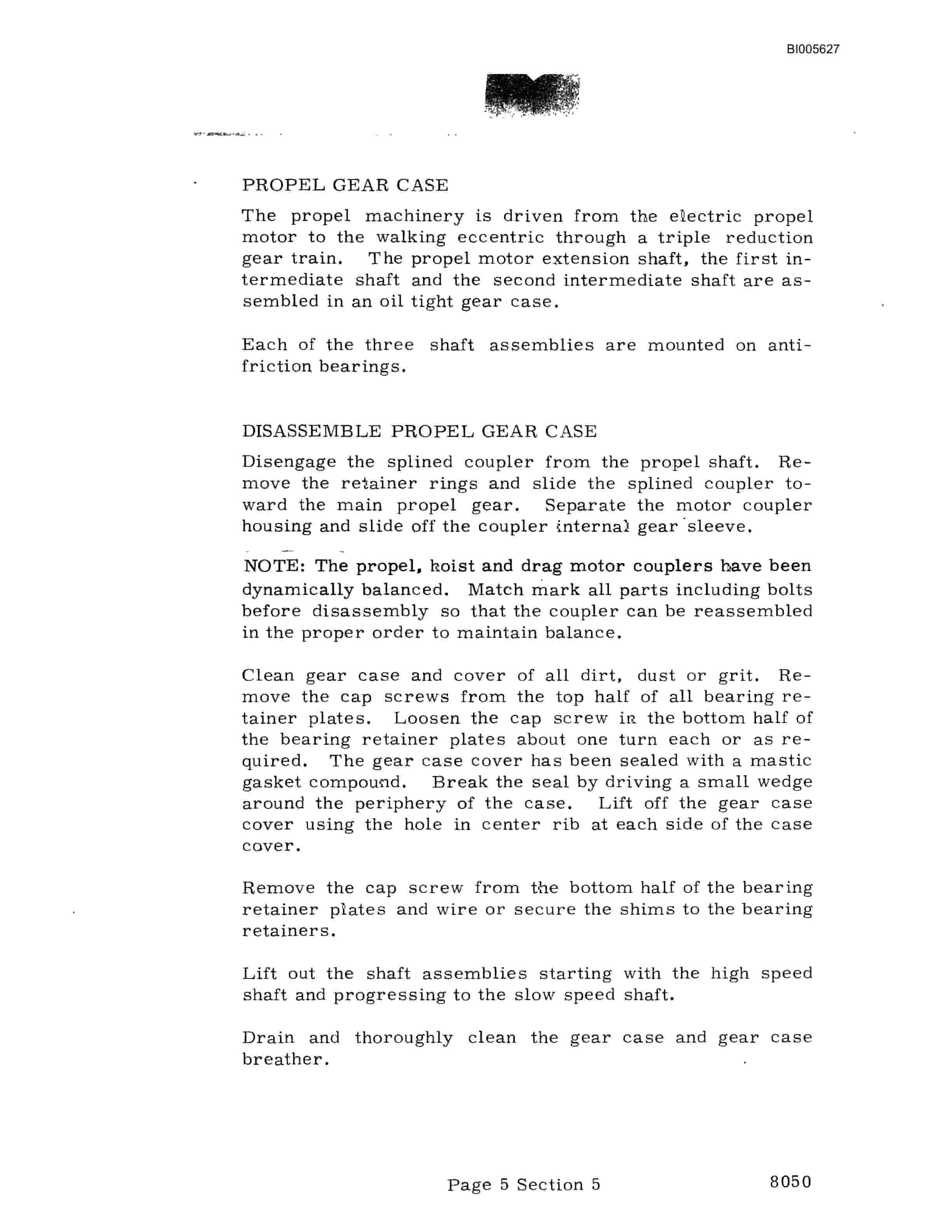 Bucyrus Marion 8050 Walking Dragline Technical Manual BI005627-2