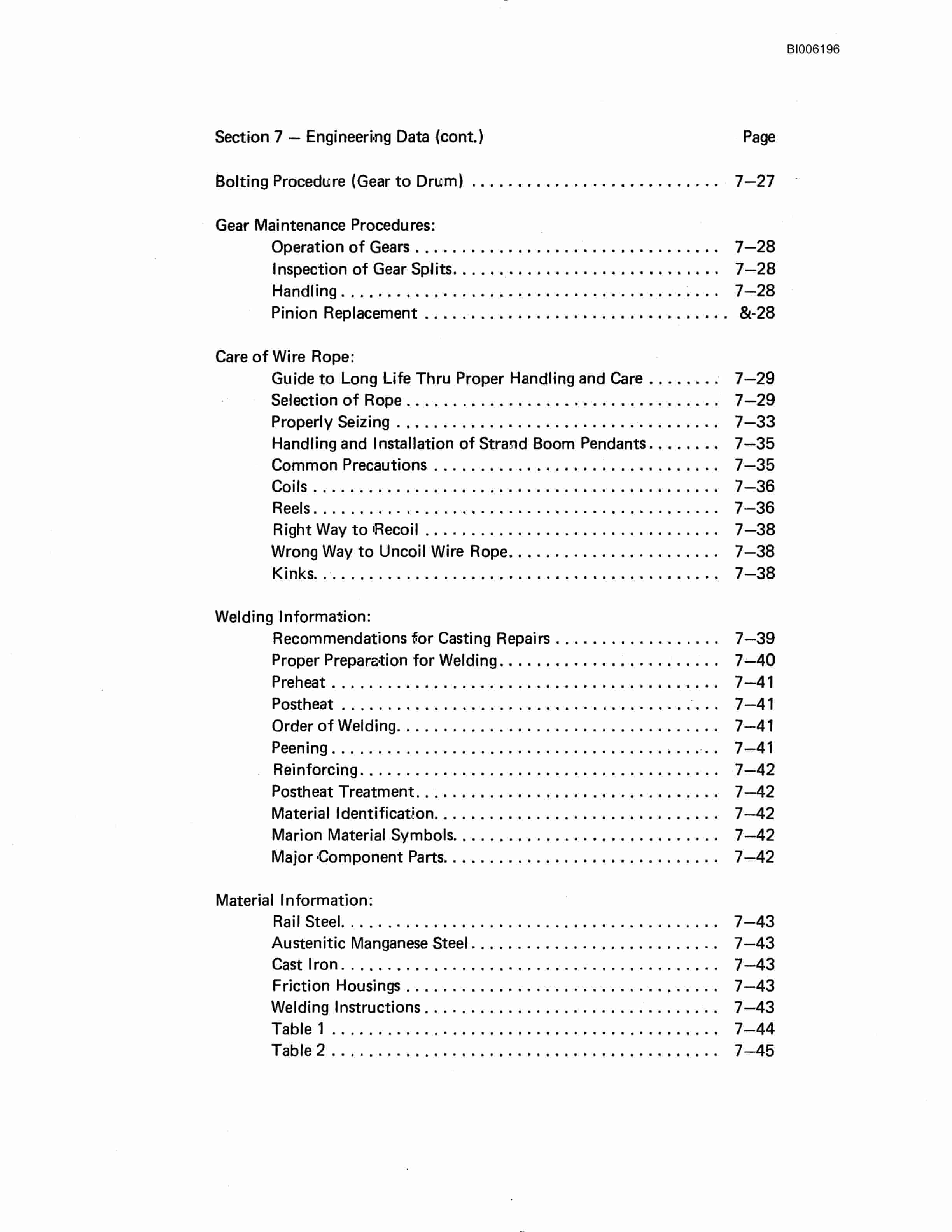 Bucyrus Marion 8050 Walking Dragline Technical Manual BI006204-2