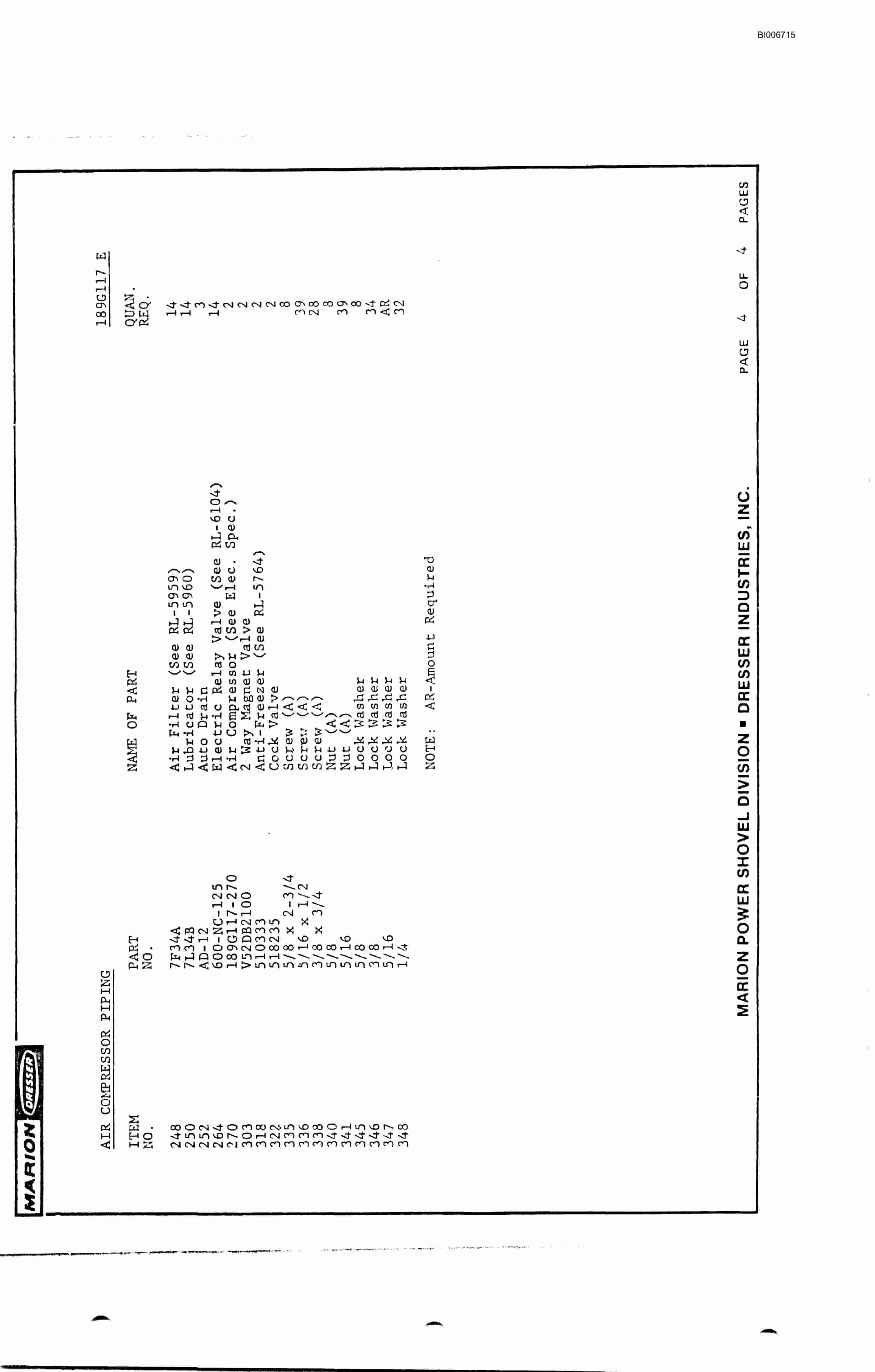 Bucyrus Marion 8200 Walking Dragline Parts Catalog BI006715-3
