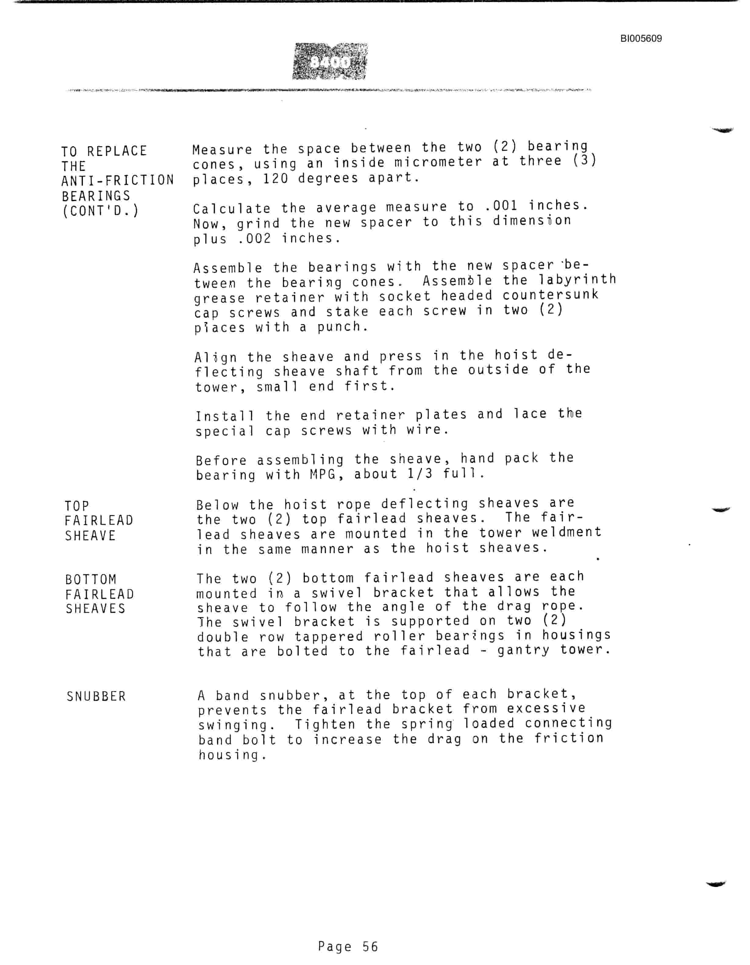 Bucyrus Marion 8400 Walking Dragline Technical Manual BI005609-2