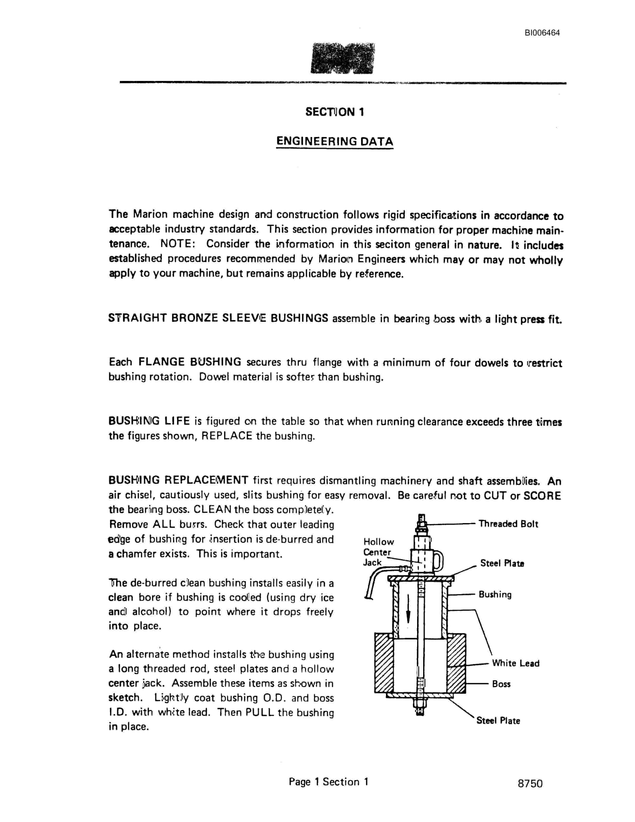 Bucyrus Marion 8750 Walking Dragline Technical Manual BI006464-4