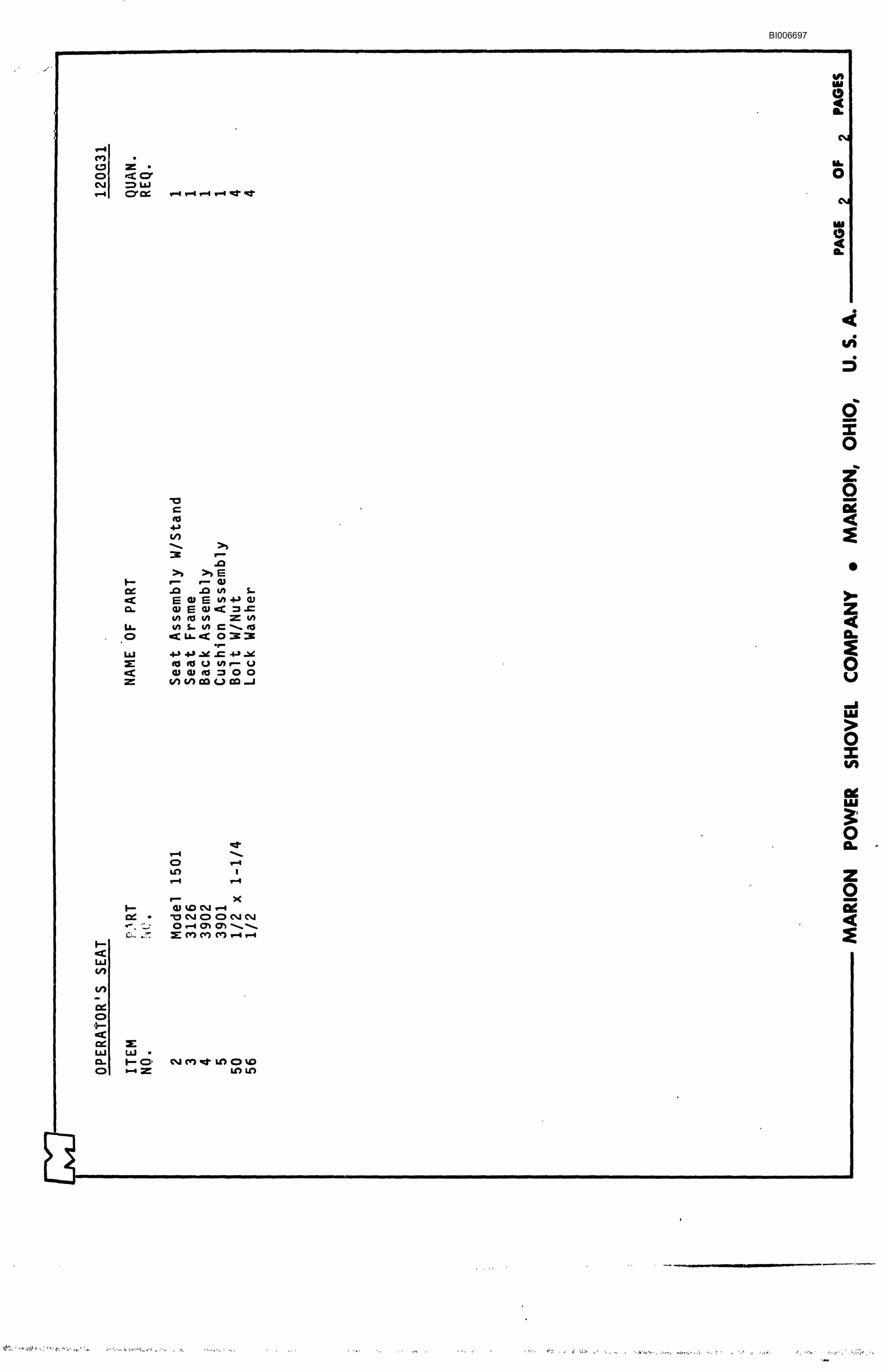 Bucyrus Marion M4 Drill Parts Catalog BI006697-2