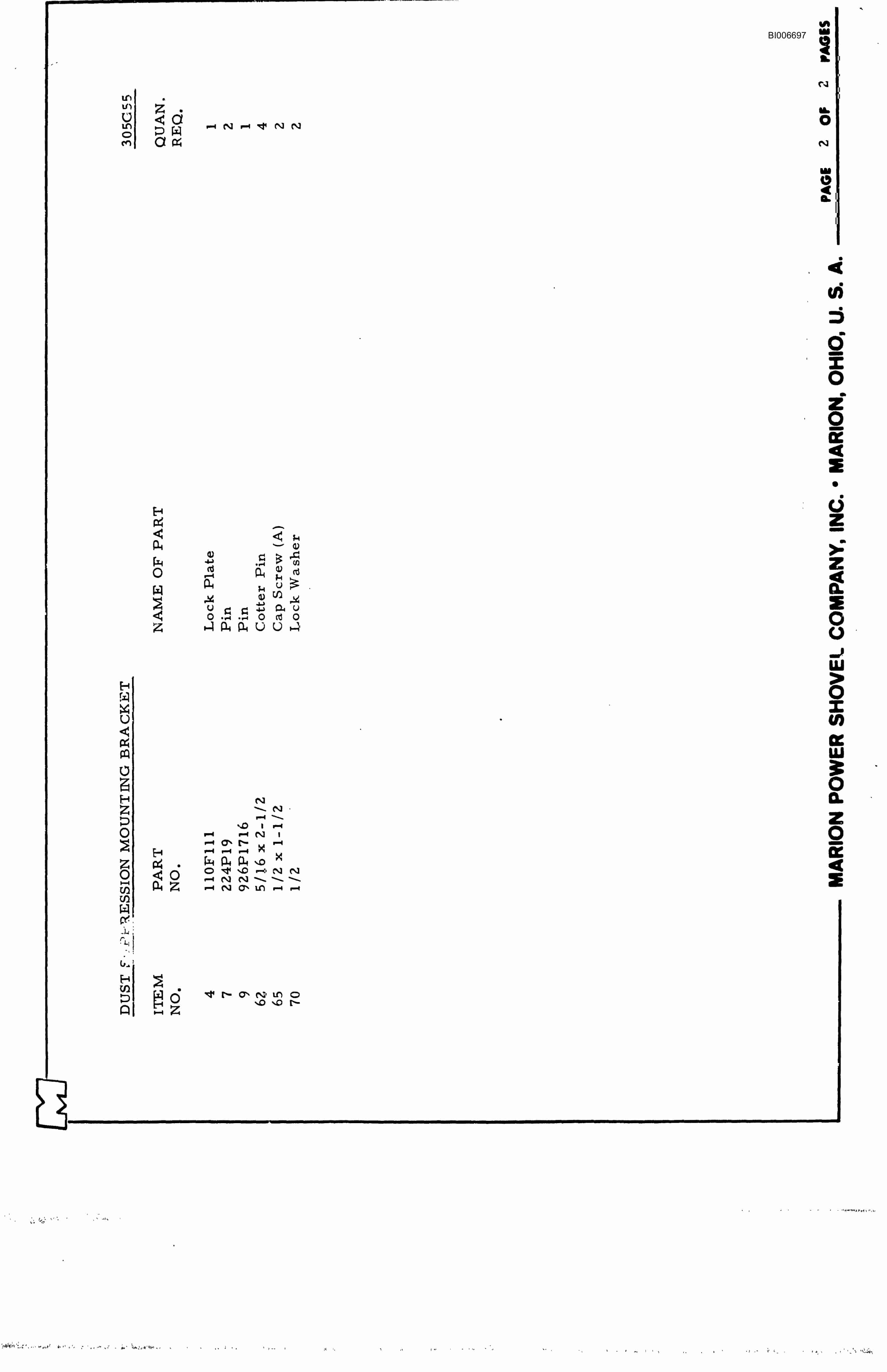 Bucyrus Marion M4 Drill Parts Catalog BI006697-4