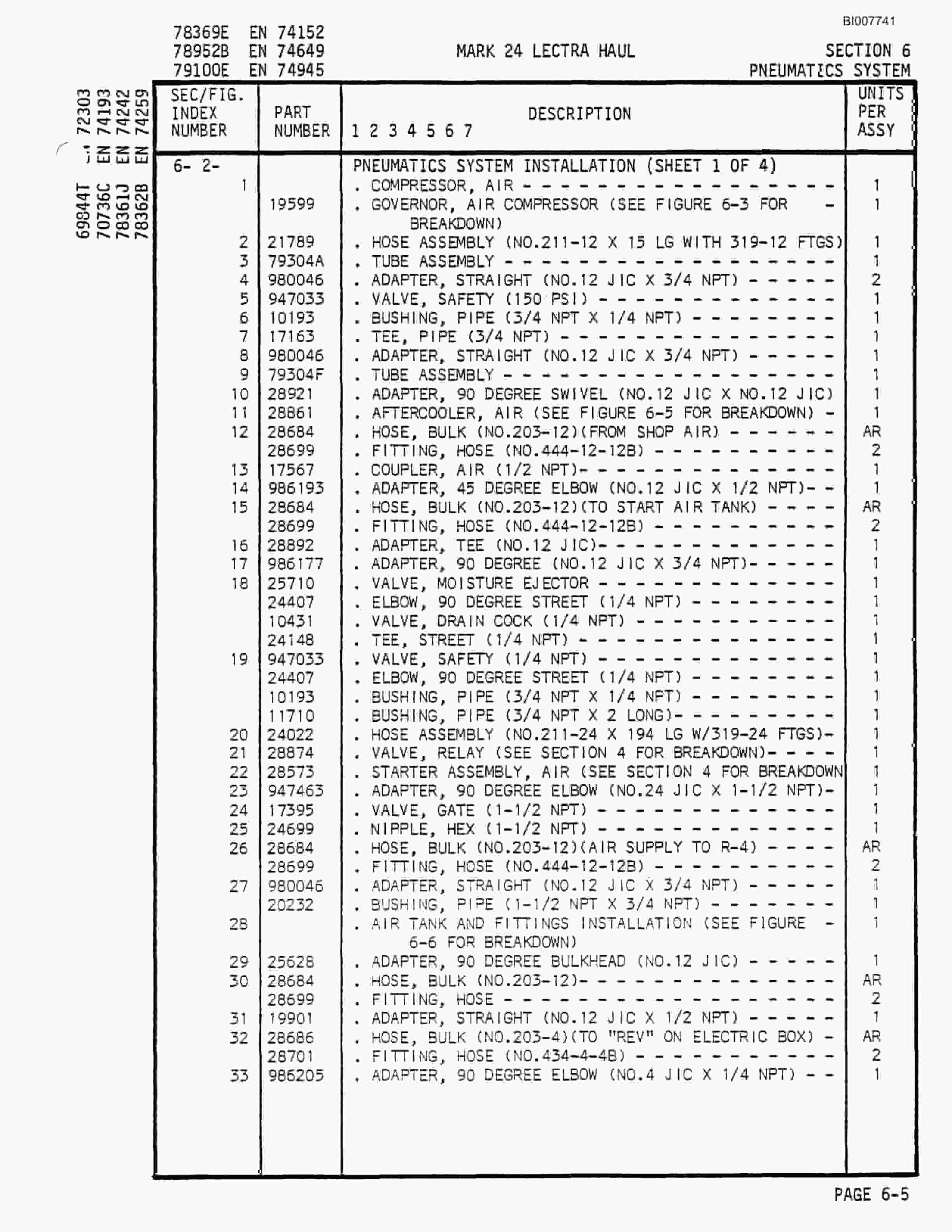 Bucyrus Mark 24 Illustrated Parts Catalog BI007741-3