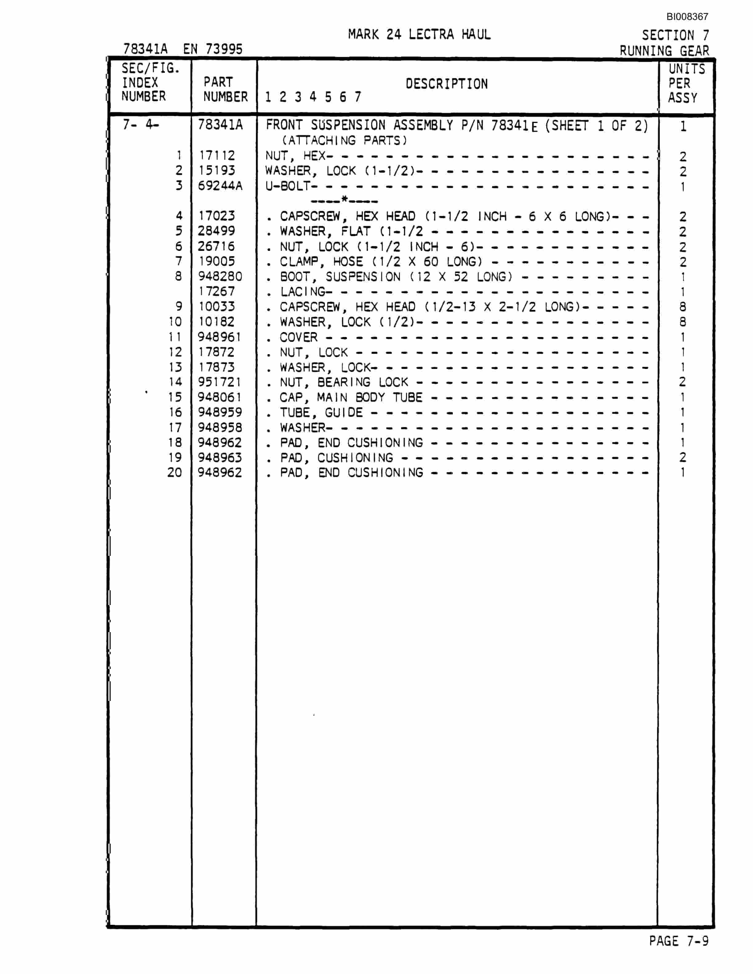 Bucyrus Mark 24 Illustrated Parts Catalog BI008367-4