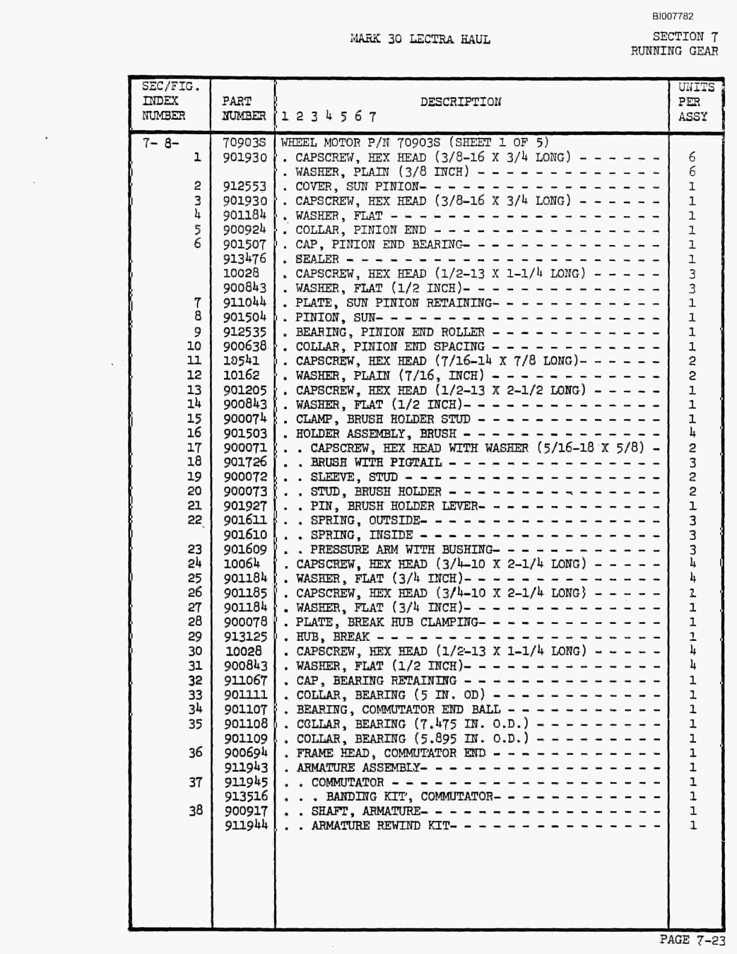 Bucyrus Mark 30 Illustrated Parts Catalog BI007782-5