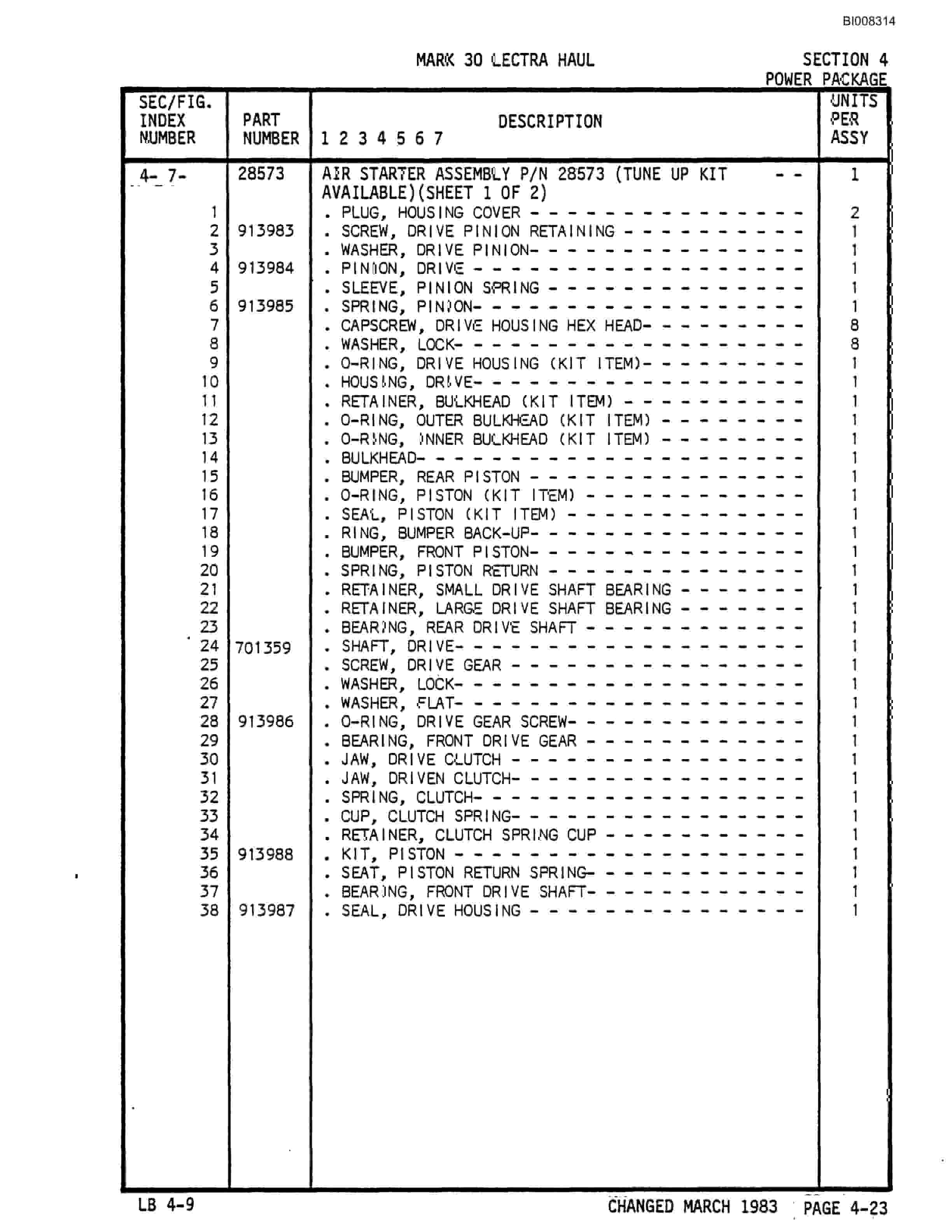 Bucyrus Mark 30 Illustrated Parts Catalog BI008314-2