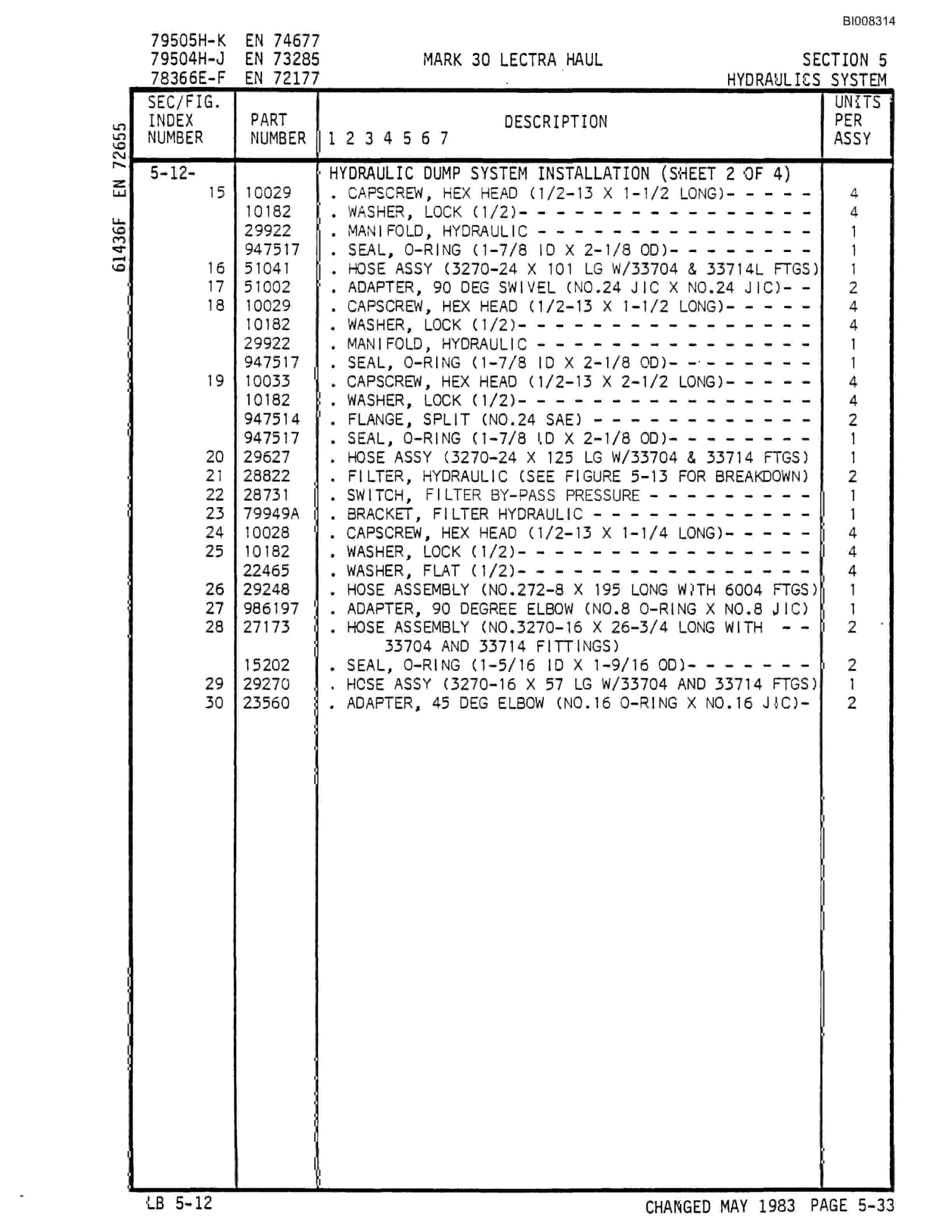 Bucyrus Mark 30 Illustrated Parts Catalog BI008314-3