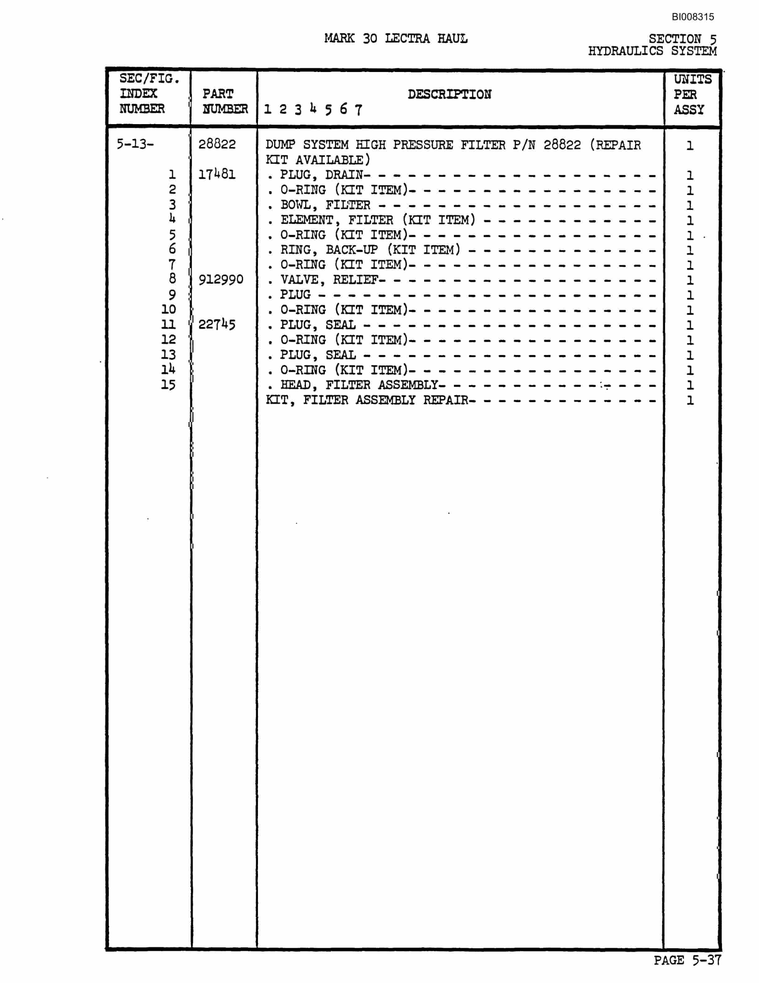 Bucyrus Mark 30 Illustrated Parts Catalog BI008315-3