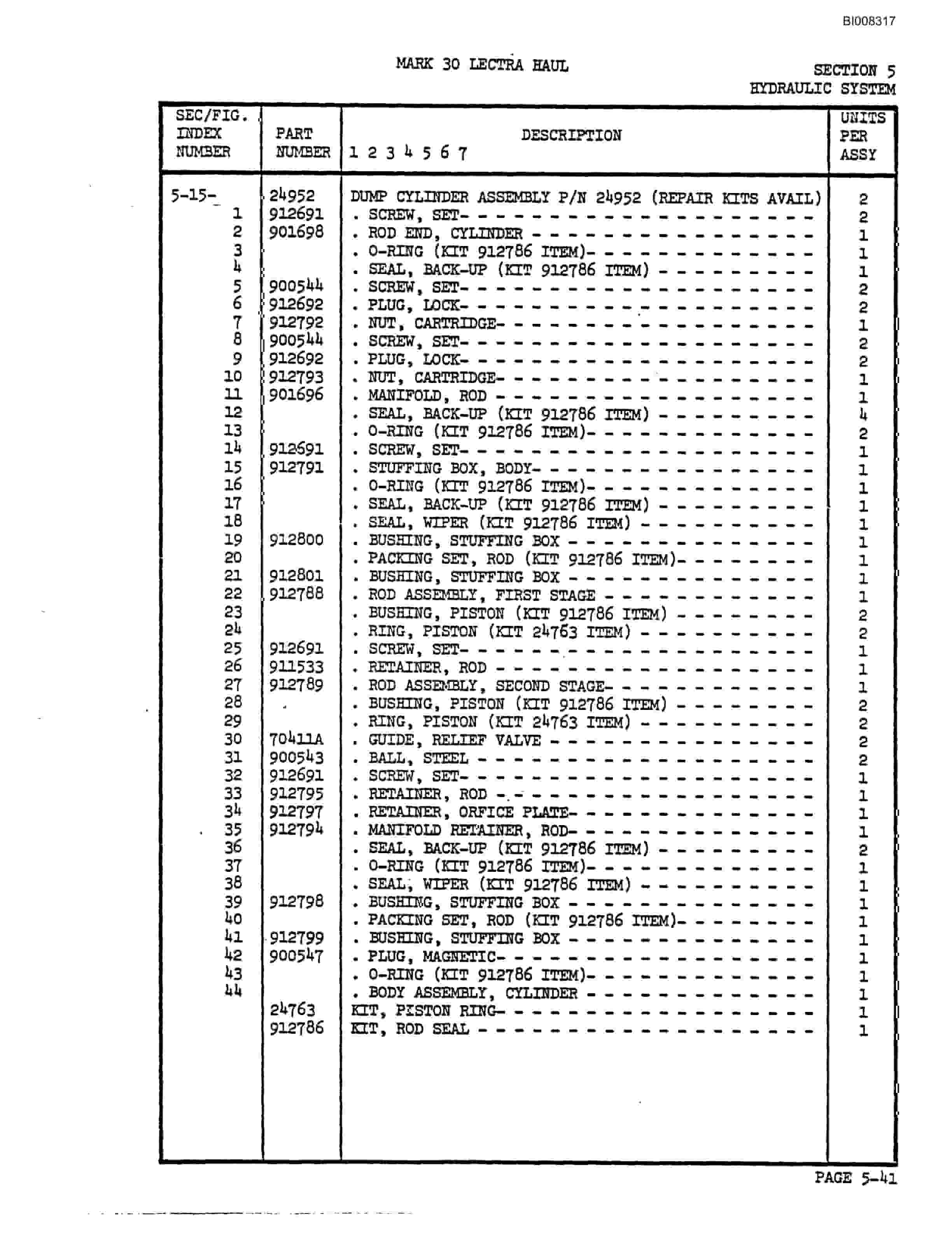 Bucyrus Mark 30 Illustrated Parts Catalog BI008317-3