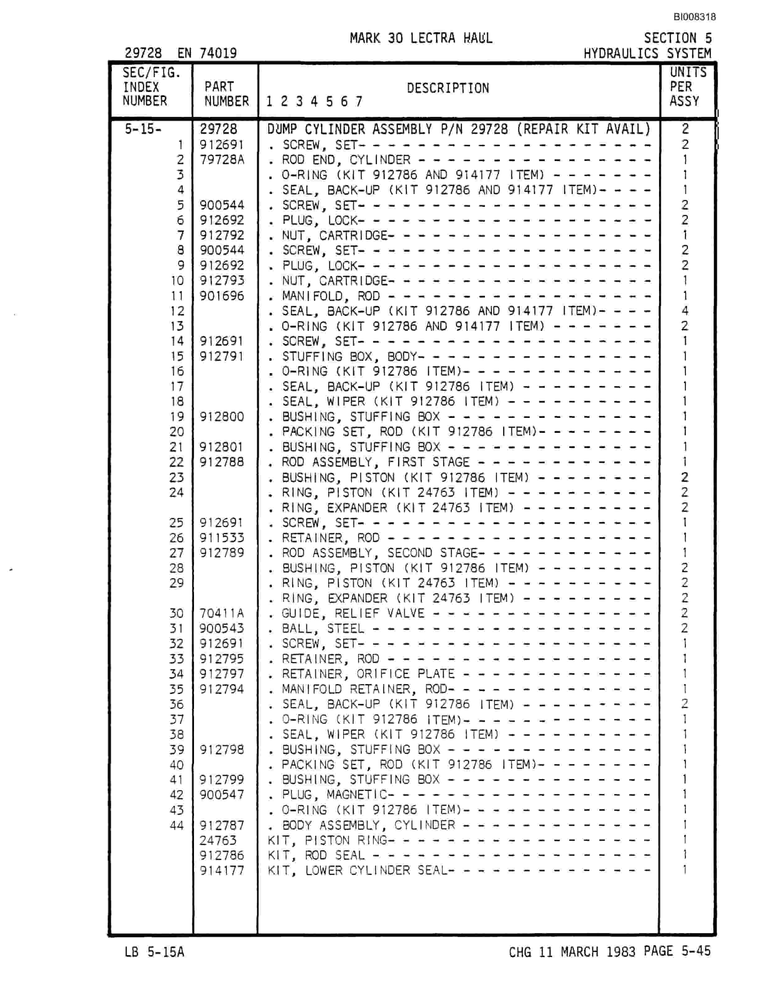 Bucyrus Mark 30 Illustrated Parts Catalog BI008318-3