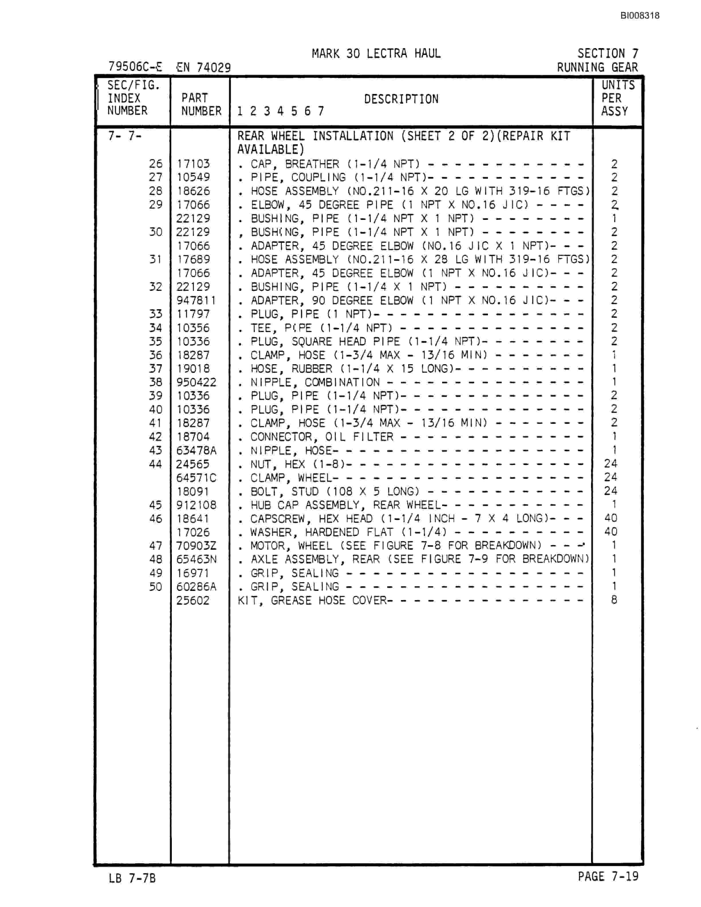 Bucyrus Mark 30 Illustrated Parts Catalog BI008318-5
