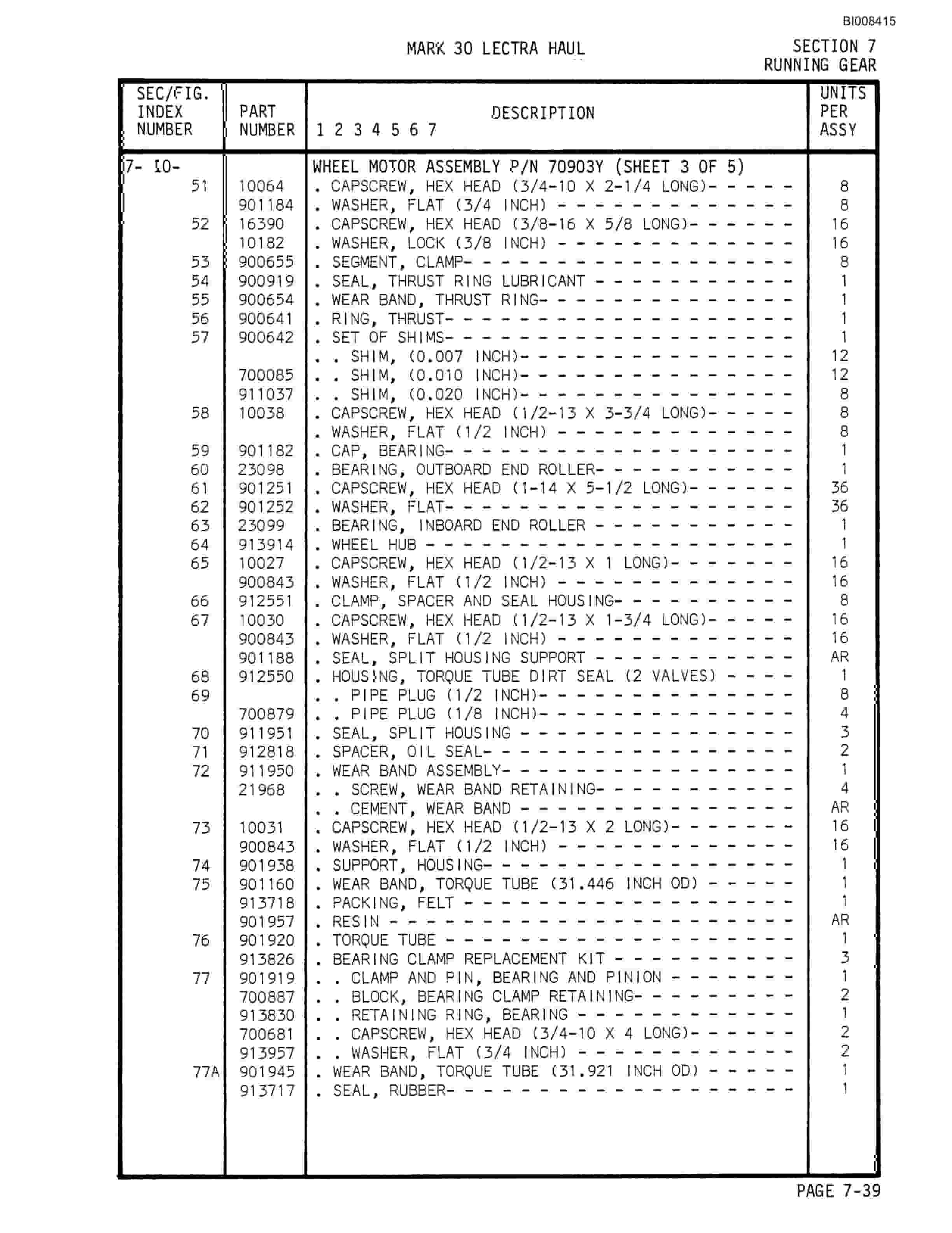 Bucyrus Mark 30 Illustrated Parts Catalog BI008415-5